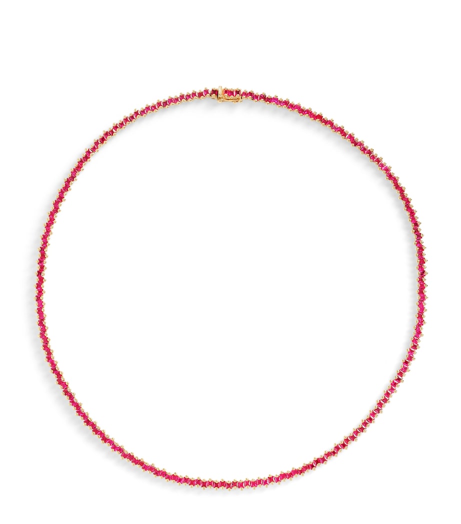 Rose Gold and Ruby Princess Tennis Necklace 18K RG/R Image 1