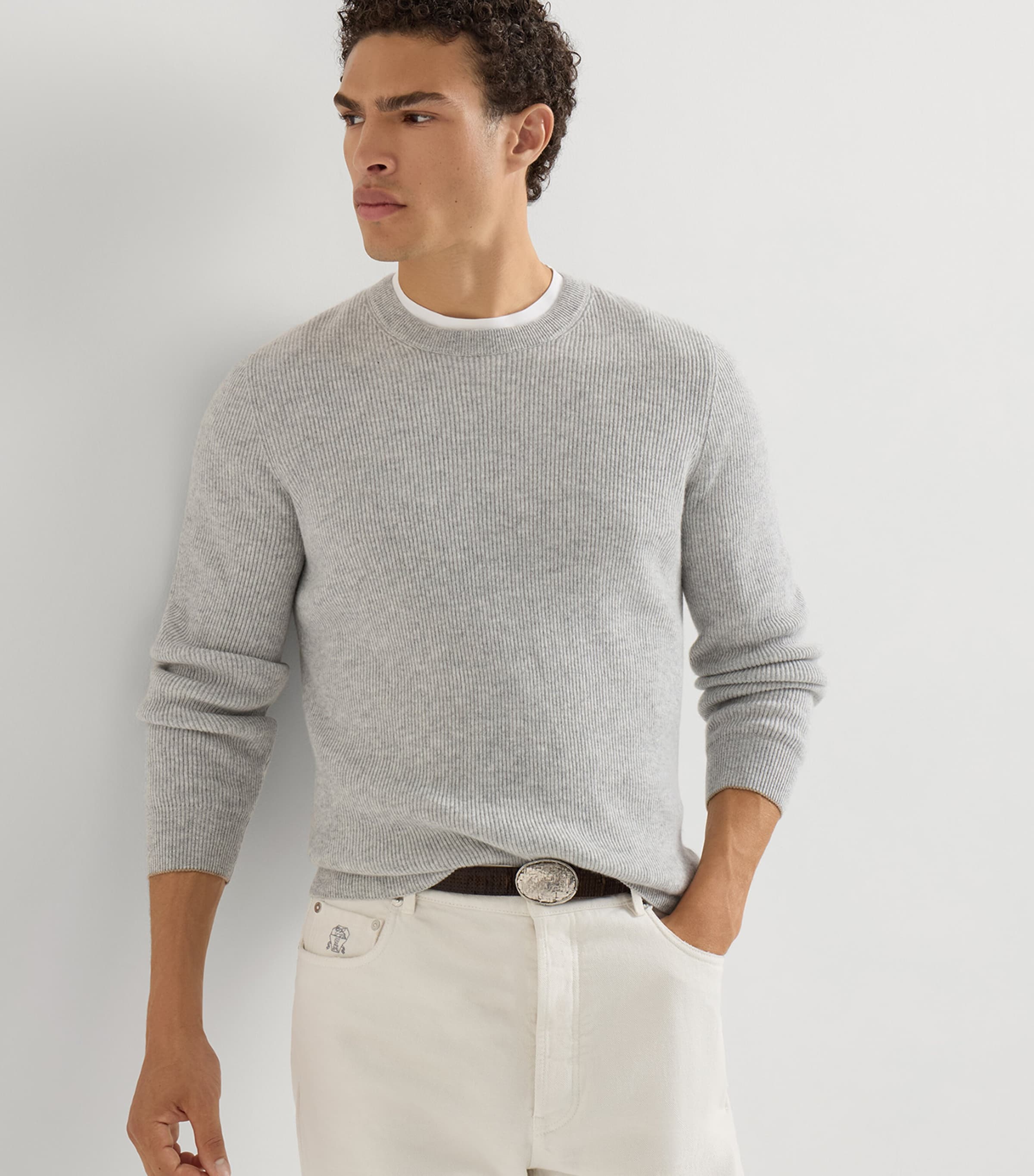 Brunello Cucinelli Mens Cashmere English Rib Sweater Image 4