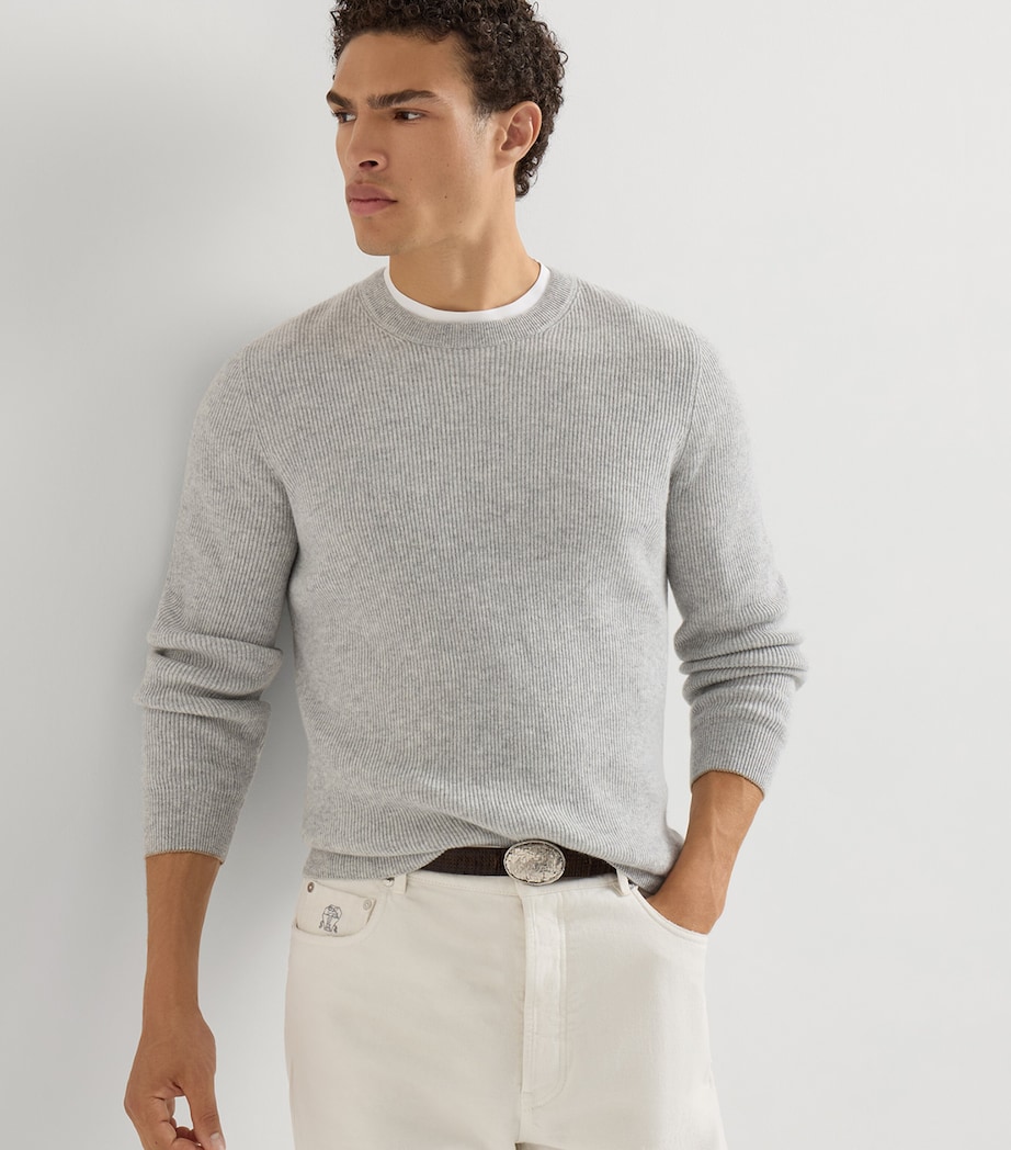 Brunello Cucinelli Mens Cashmere English Rib Sweater Image 4