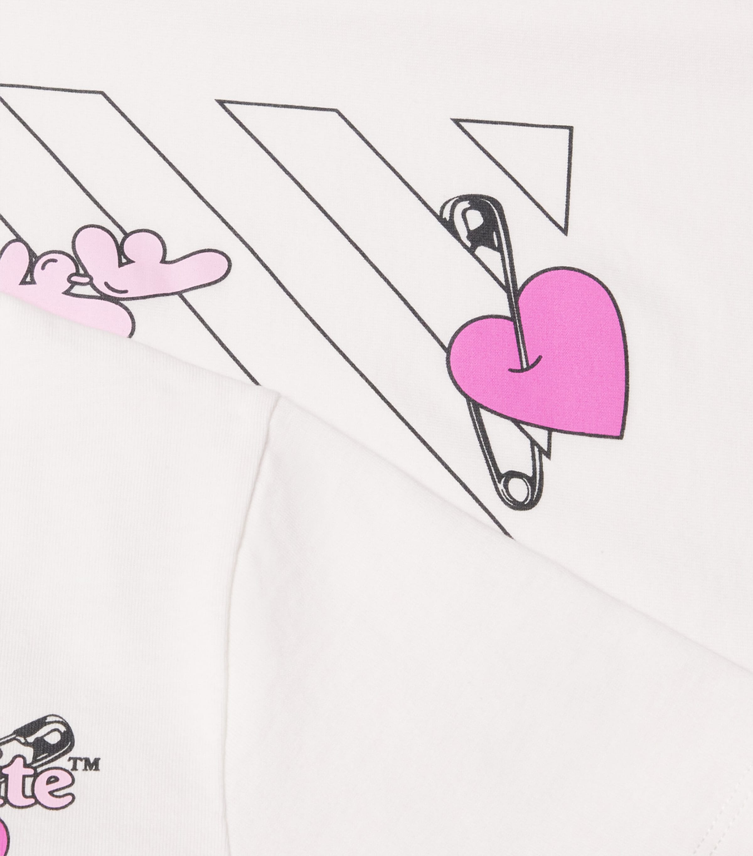 Off-White Kids Cotton Diagonal Arrow and Heart T-Shirt (4-12+ Years) Fuchsia Image 3