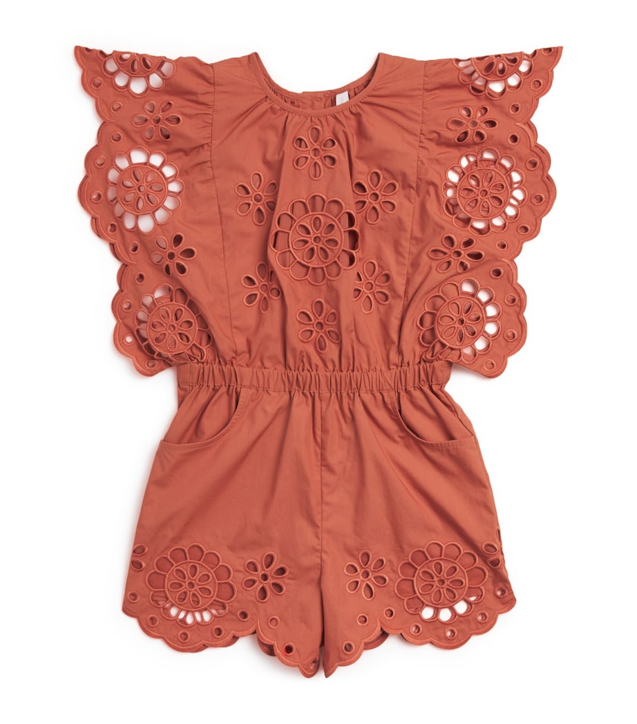 Cotton Broderie Awaken Playsuit (1-12 Years) RUST Image 1