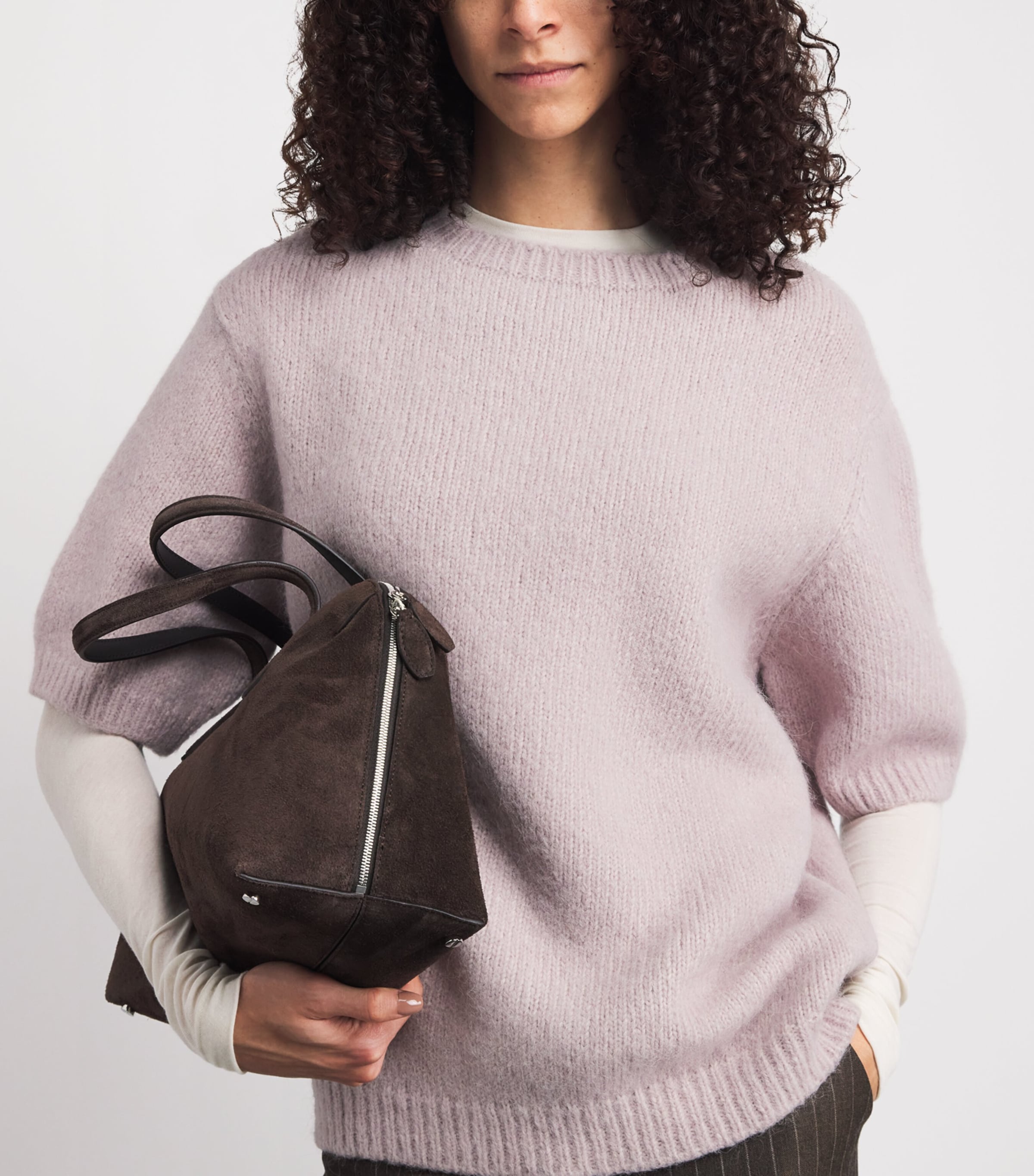 Lauren Manoogian Womens Alpaca-Cotton-Wool Crew-Neck Sweater Lavender Image 3