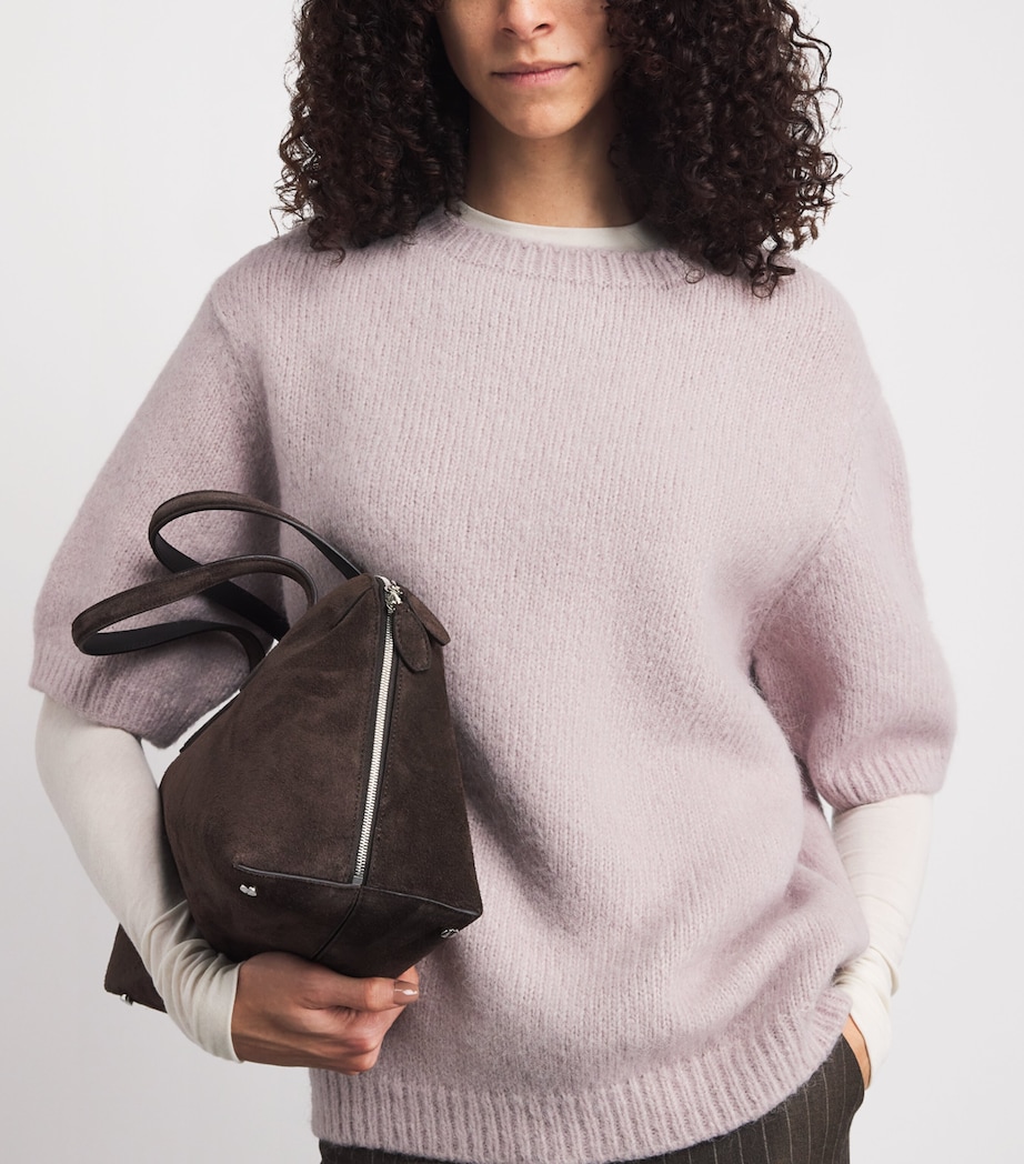 Lauren Manoogian Womens Alpaca-Cotton-Wool Crew-Neck Sweater Lavender Image 3