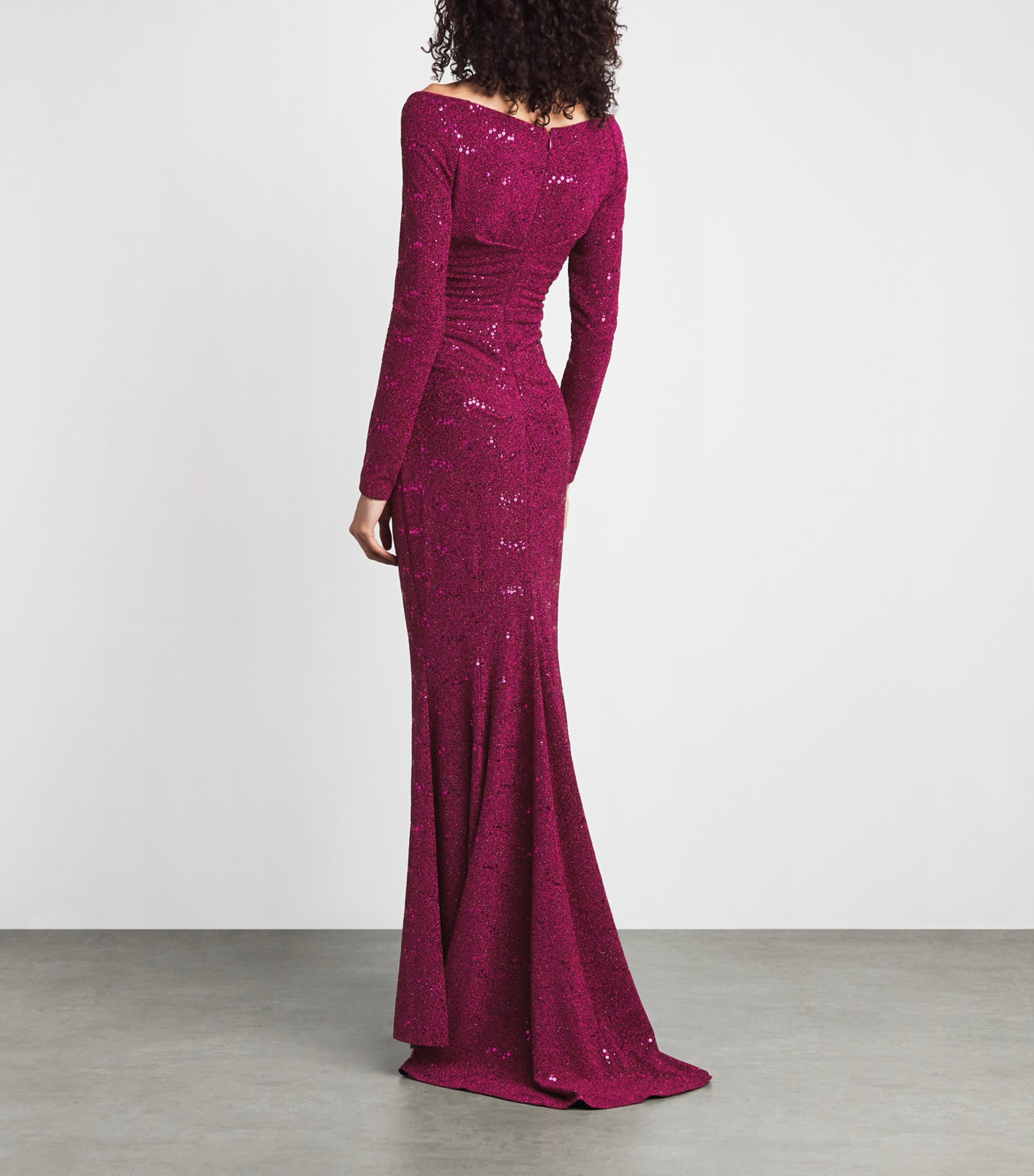 Talbot Runhof Womens Embellished Stardust Gown Cranberry Image 4