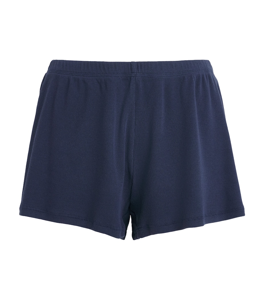 Skims Womens Stretch-Cotton Rib Shorts Navy Image 1