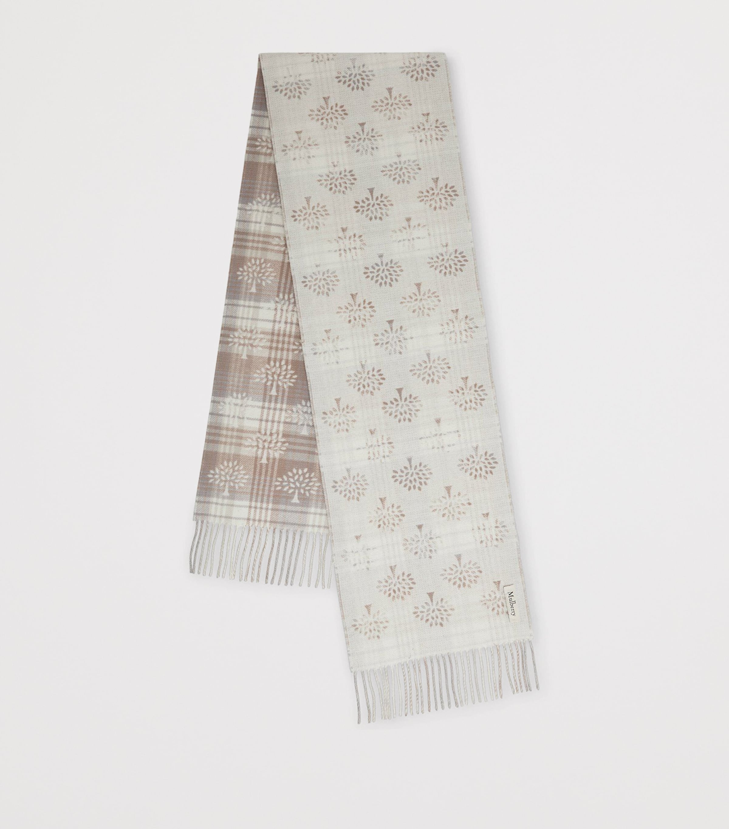 Mulberry Small Merino Check Tree Scarf Maple Image 3