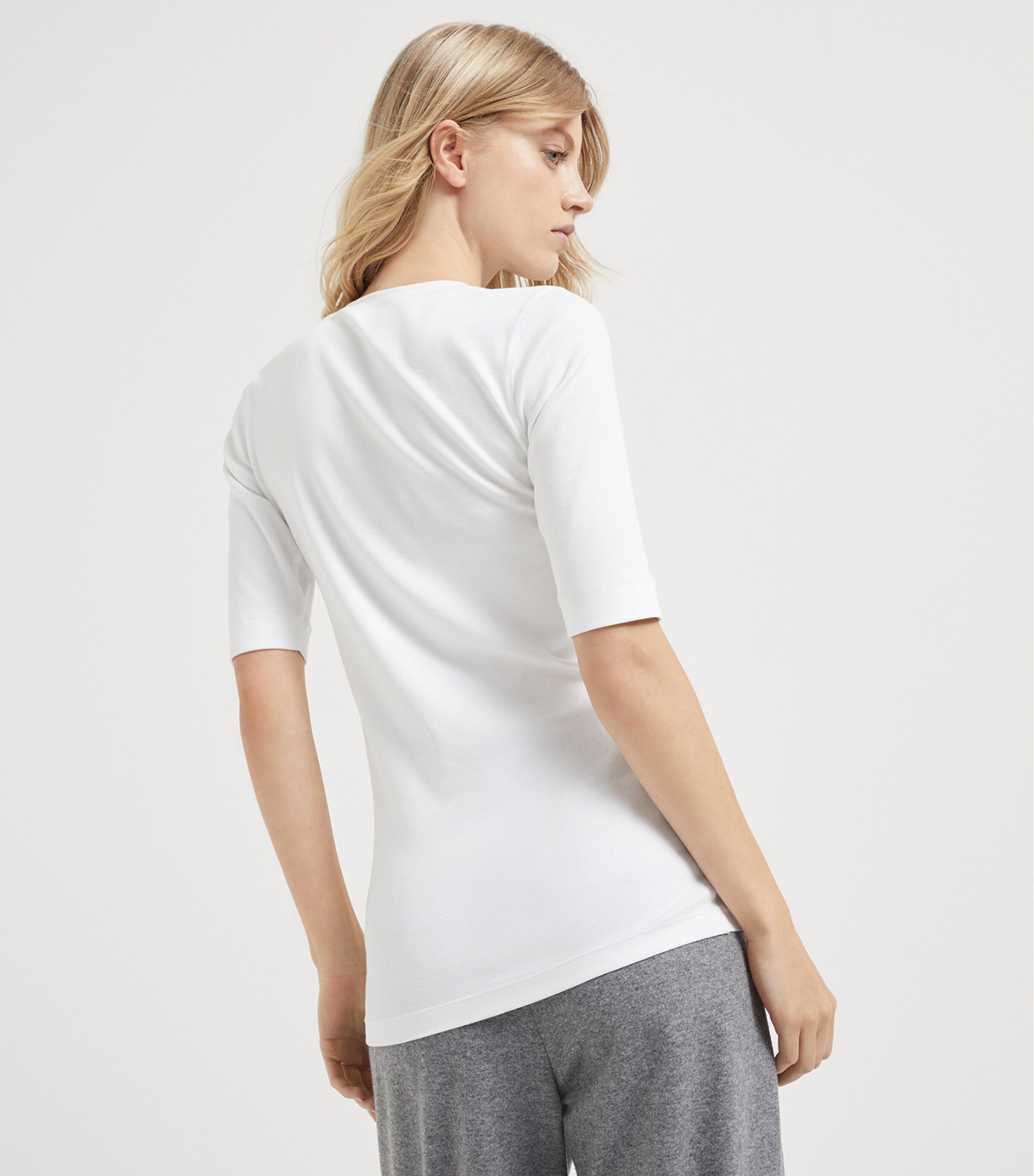 Brunello Cucinelli Womens Stretch-Cotton Monili-Detail T-Shirt Image 3