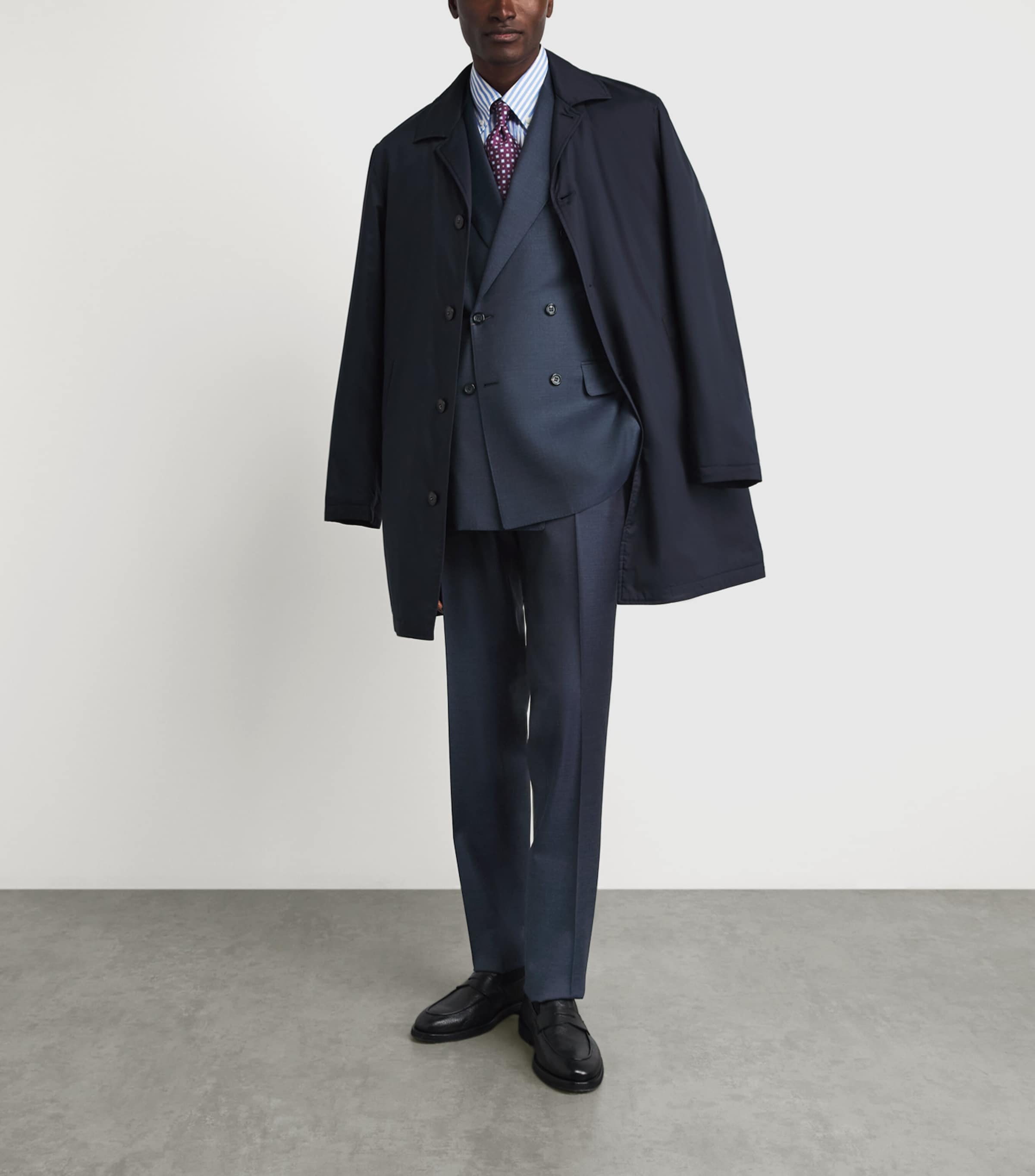 Canali Mens Wool Double-Breasted 2-Piece Suit Navy Image 2
