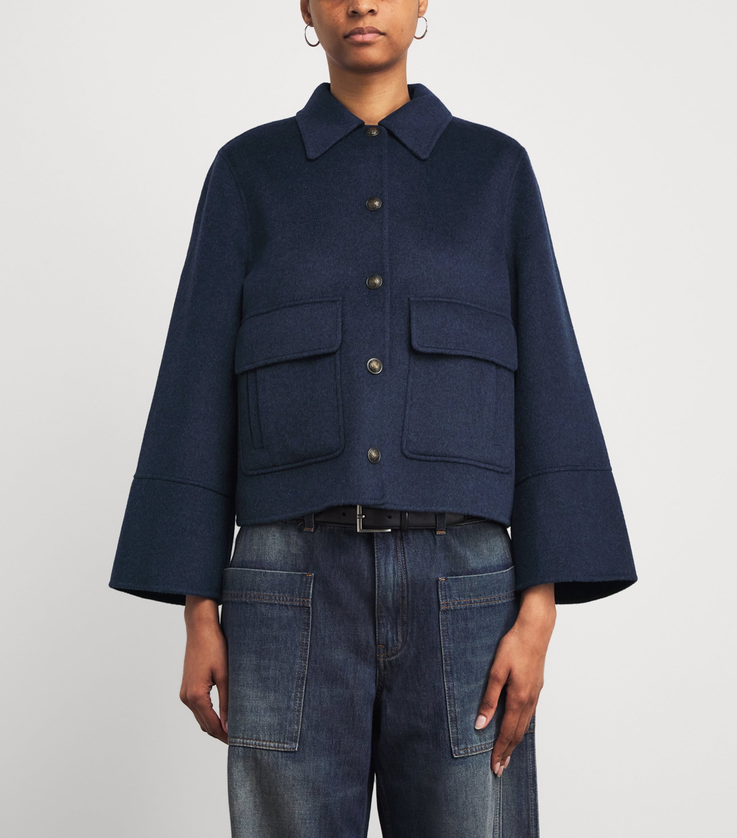 Wool-Cashmere Twin-Pocket Jacket NAVY/BLACK Image 3