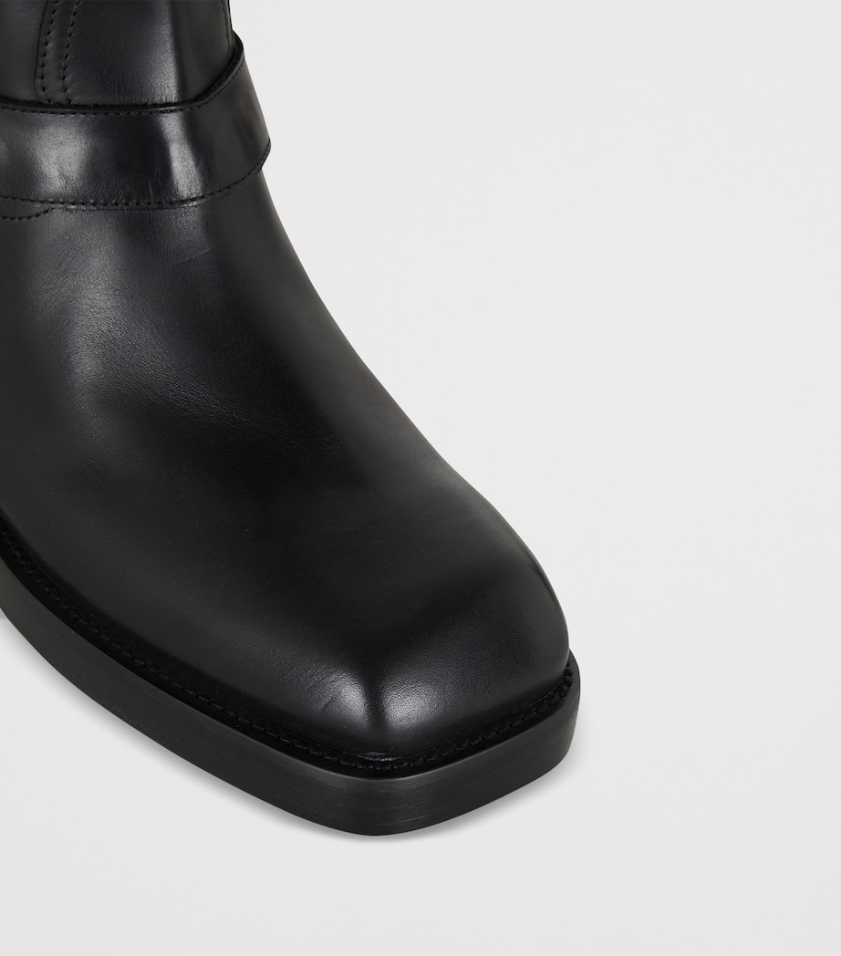 Leather Biker Ankle Boots 0PA NOIR Image 7