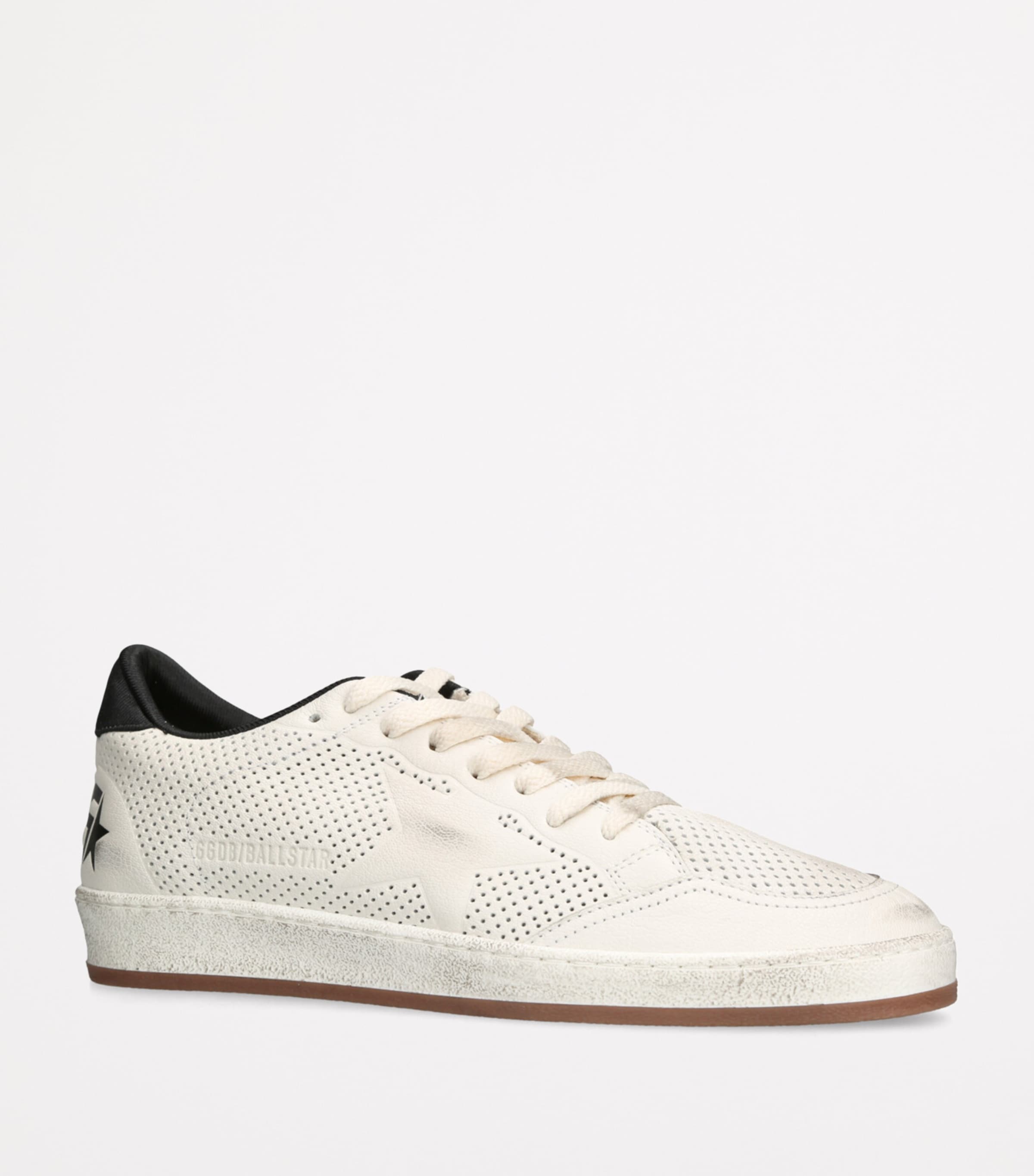 Golden Goose Leather Ball Star Low-Top Sneakers White/blk Image 3