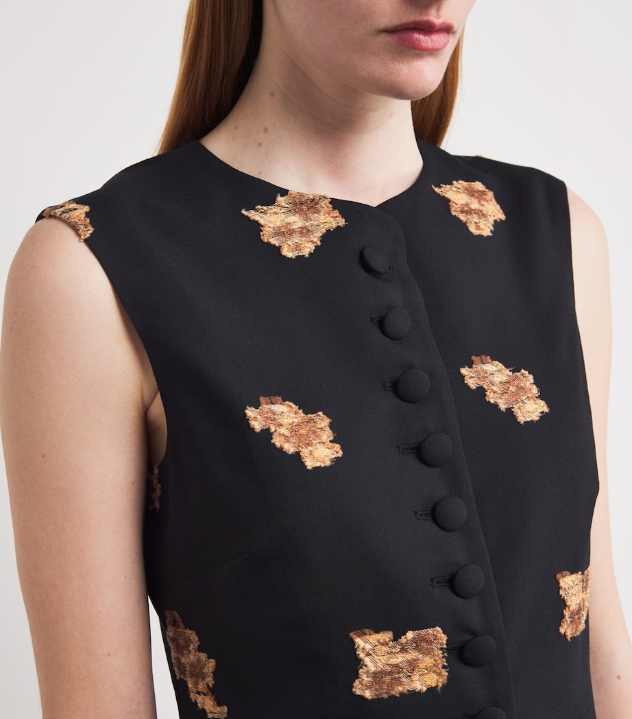 Liberowe Womens Wool-Blend Embroidered Vania Waistcoat Black Bronze Image 6