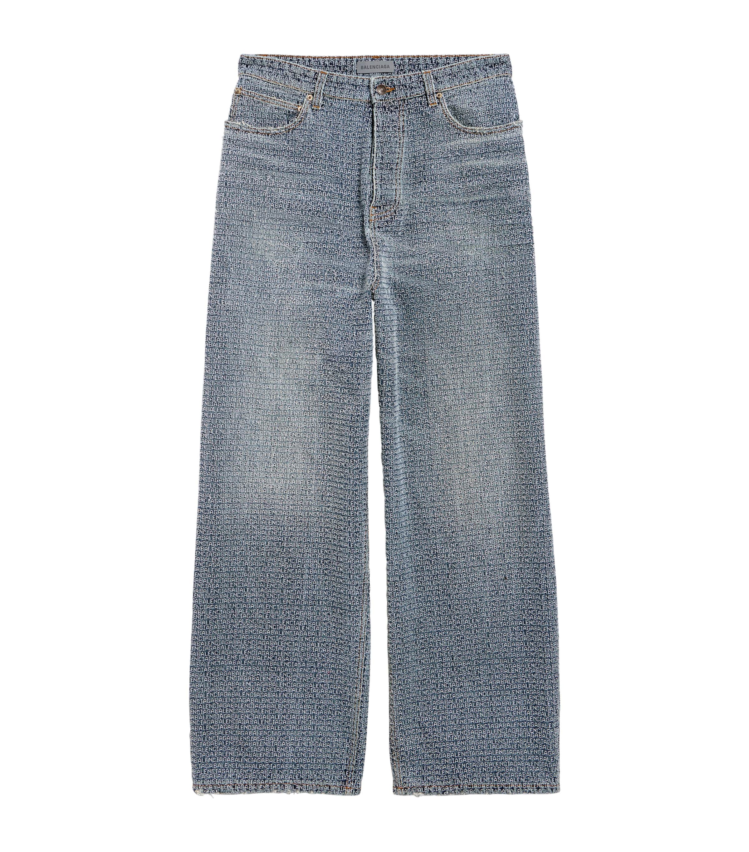 Balenciaga Mens Embroidered Logo Baggy-Fit Jeans Image 1