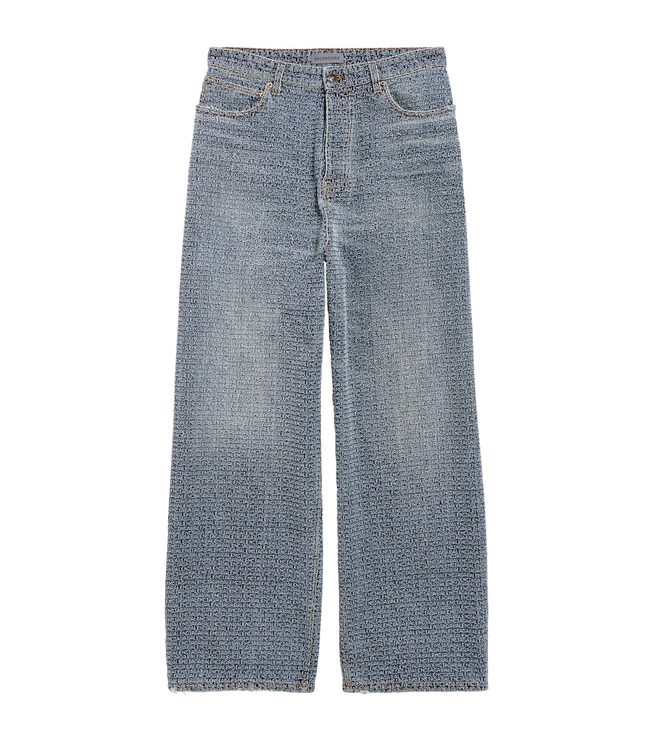 Balenciaga Mens Embroidered Logo Baggy-Fit Jeans Image 1