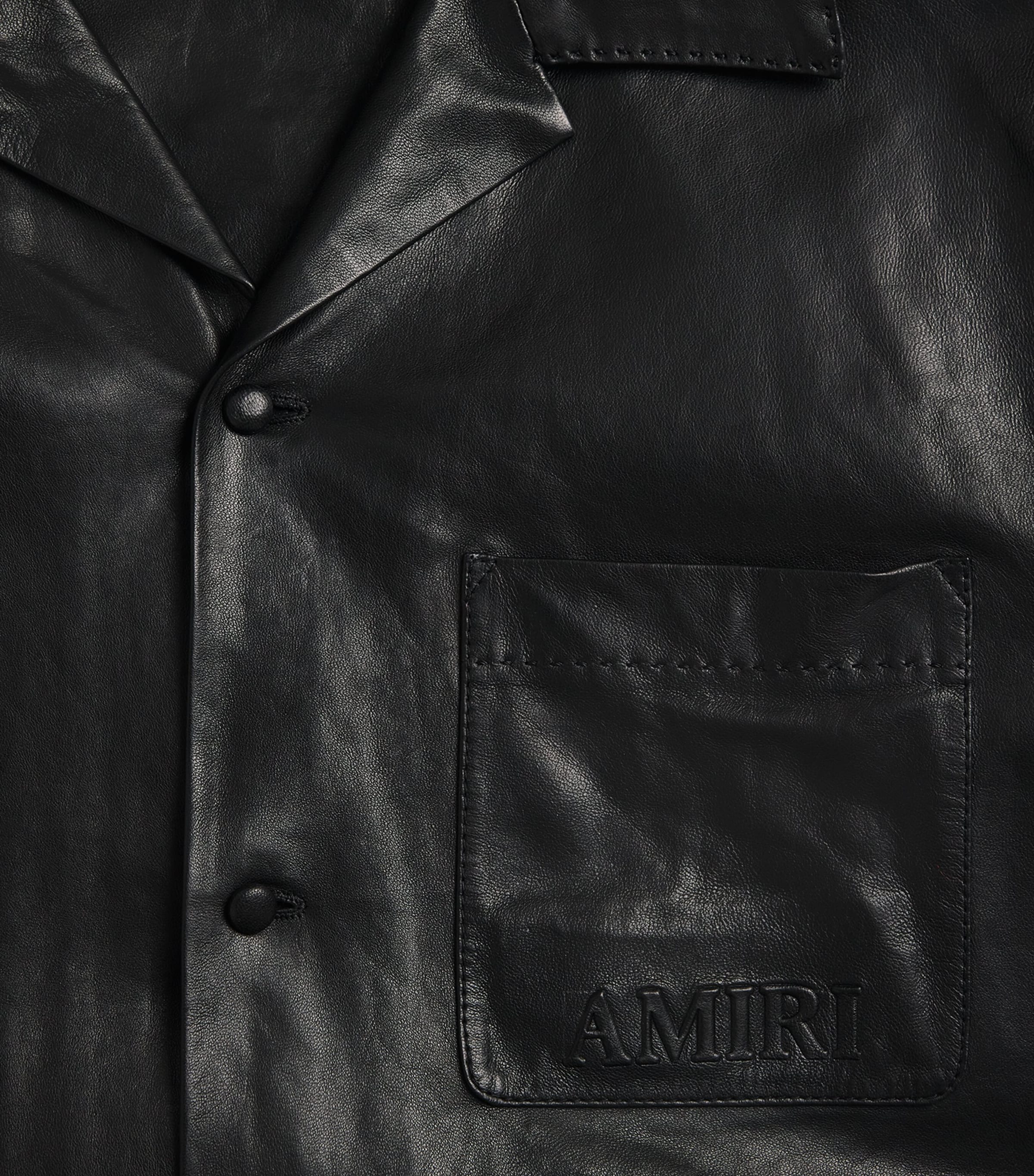 AMIRI レザーシャツ AMIRI Short-Sleeve Logo Leather Shirt | Harrods UK