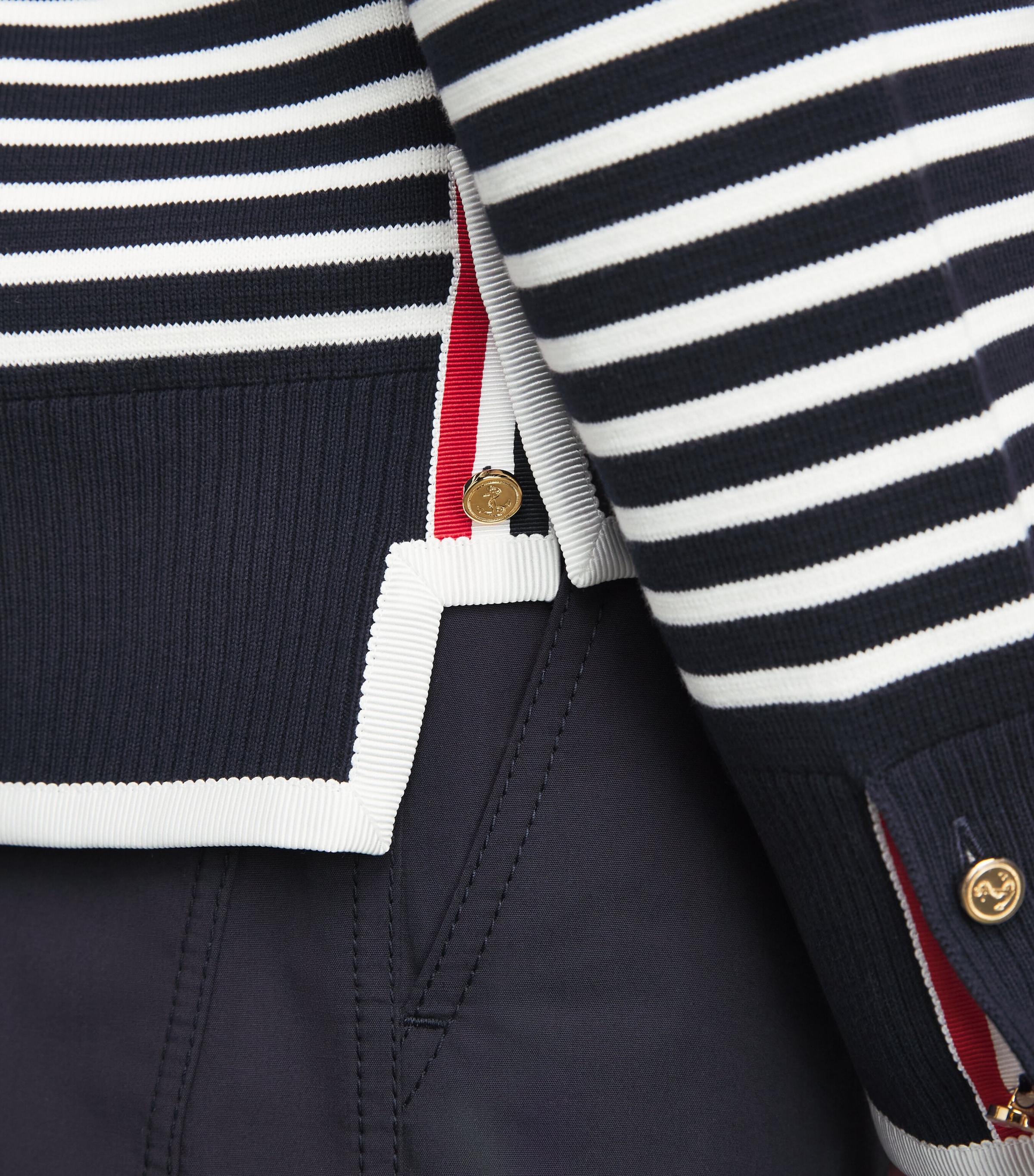 Thom Browne Mens Cotton Stripe Cardigan Navy/white Image 3
