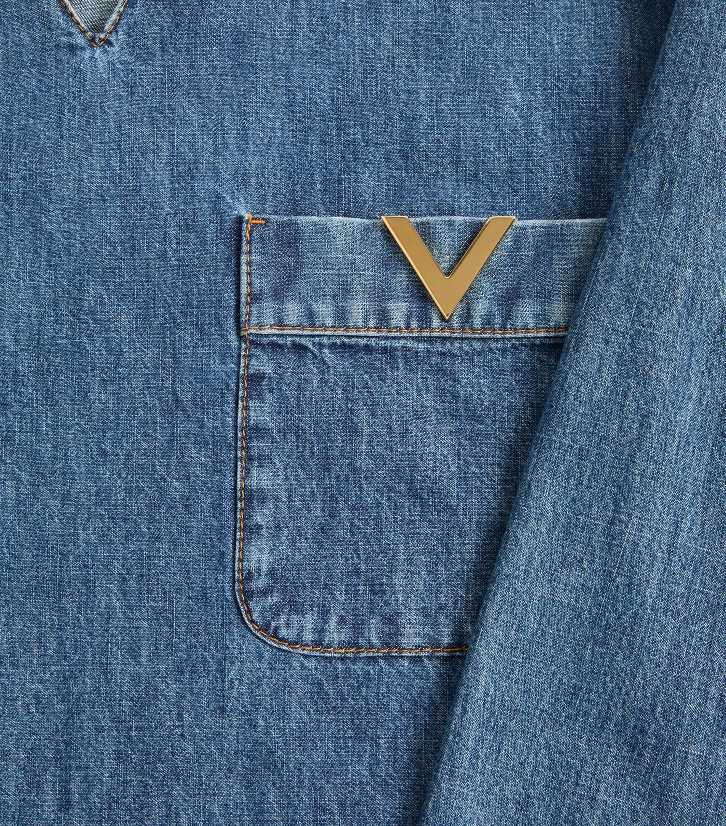 Valentino Womens Denim V-Neck Shirt Image 3