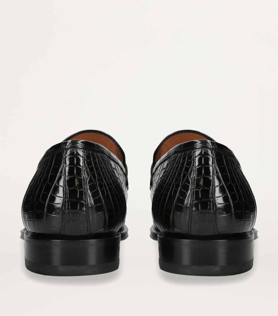 Crocodile Skin Duke Penny Loafers BLACK Image 2