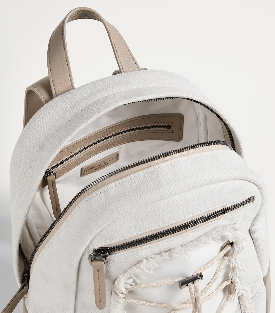 Brunello Cucinelli Kids Nylon and Lamé Leather Backpack Image 4