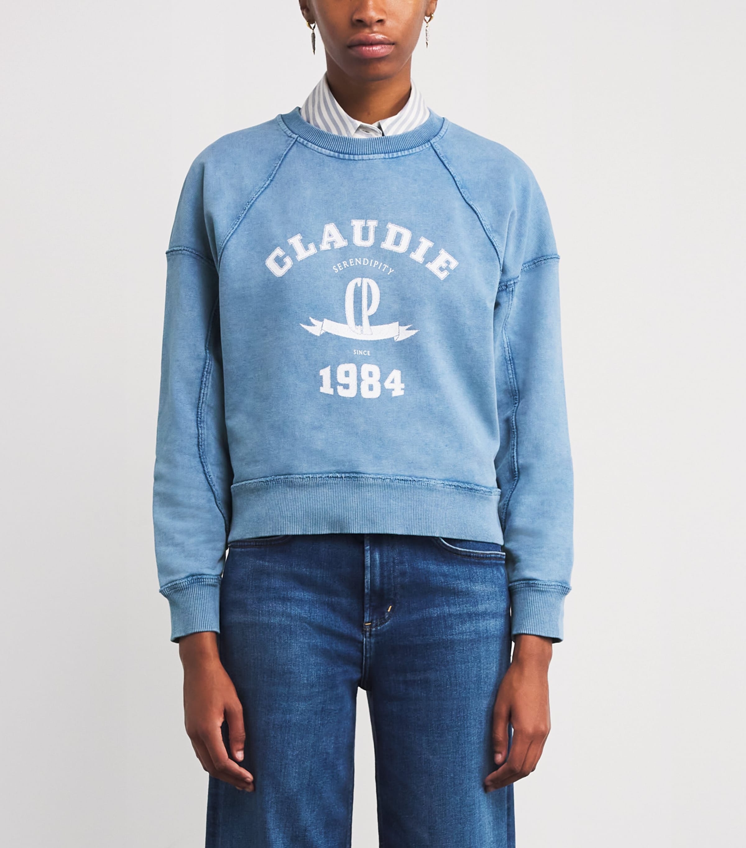 Cotton Logo Sweatshirt WASHY BLUE Image 3