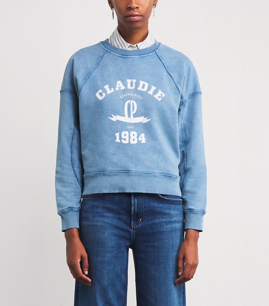 Cotton Logo Sweatshirt WASHY BLUE Image 3