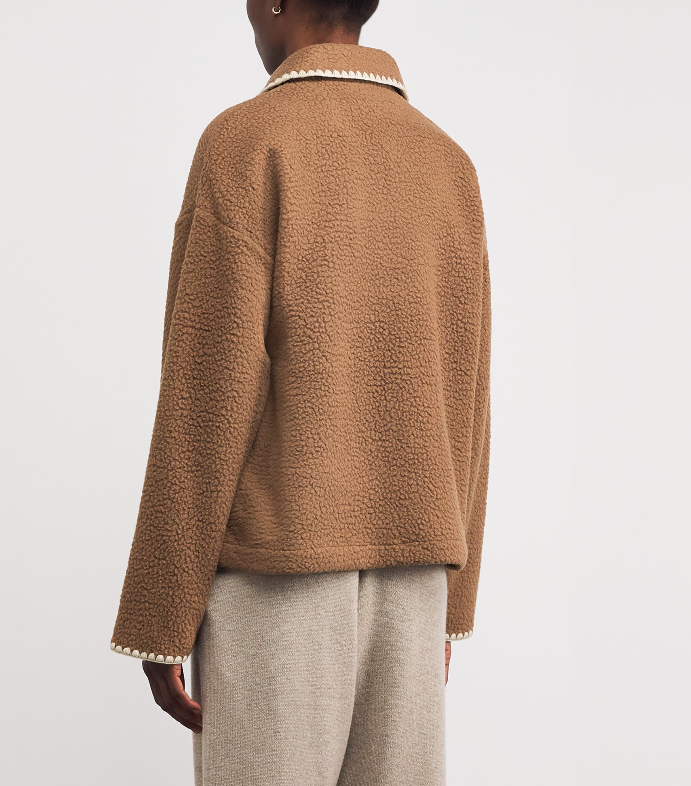 Fleece Embroidered Ruiko Jacket COCOA DUST Image 4