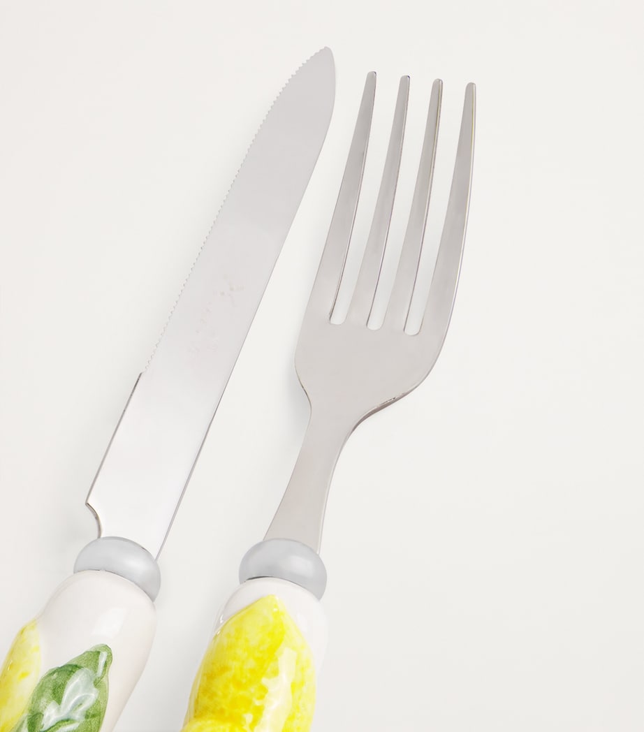 Ceramic Lemon 4-Piece Cutlery Set YELLOW / GREEN Image 3