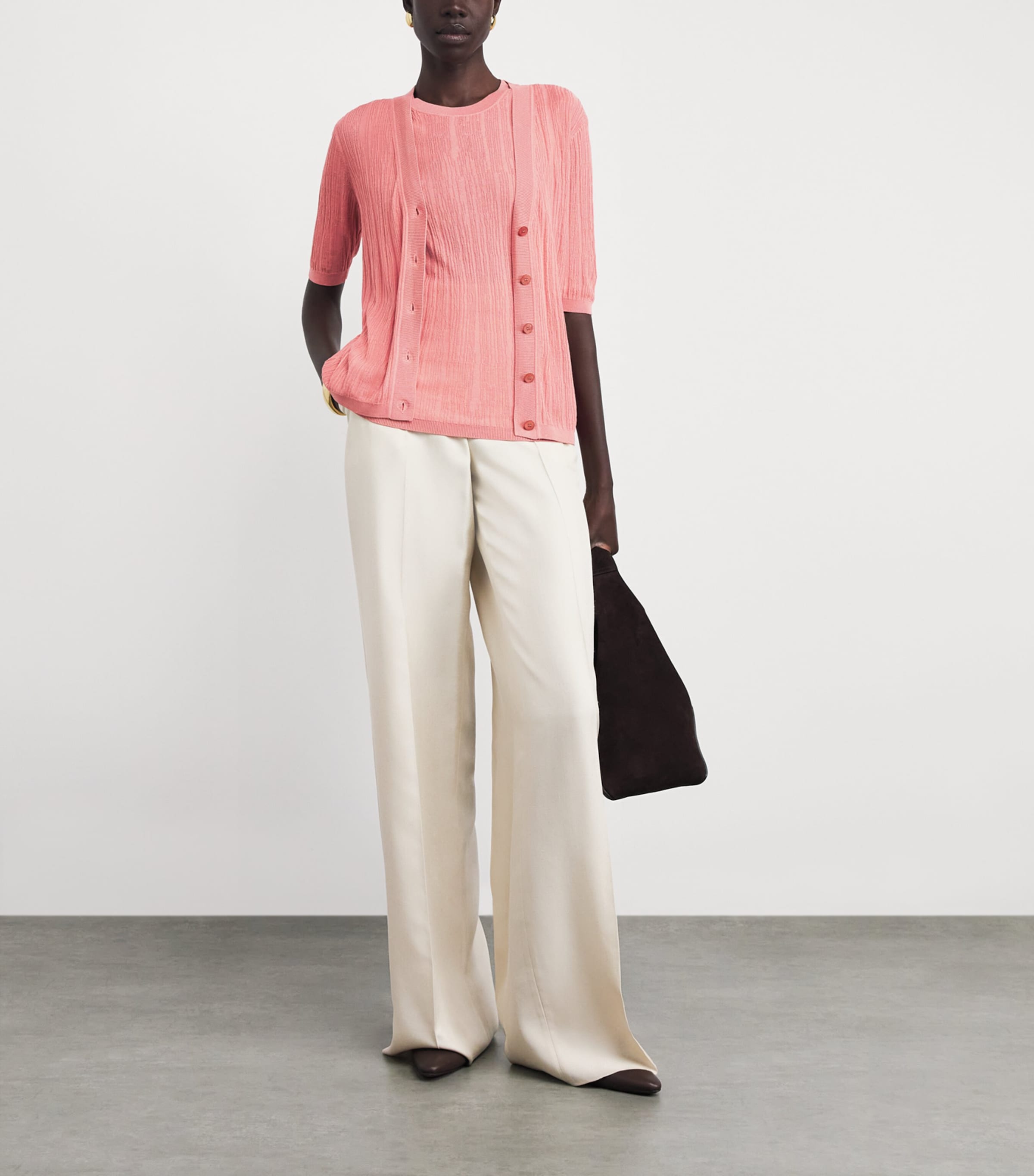 Joseph Womens Silk-Cotton Sens Cardigan Blush Image 2