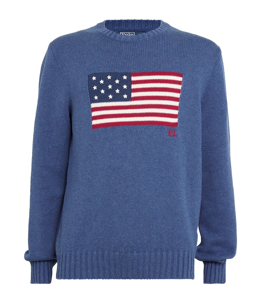 Polo Ralph Lauren Mens American Flag Sweater Blue Image 1