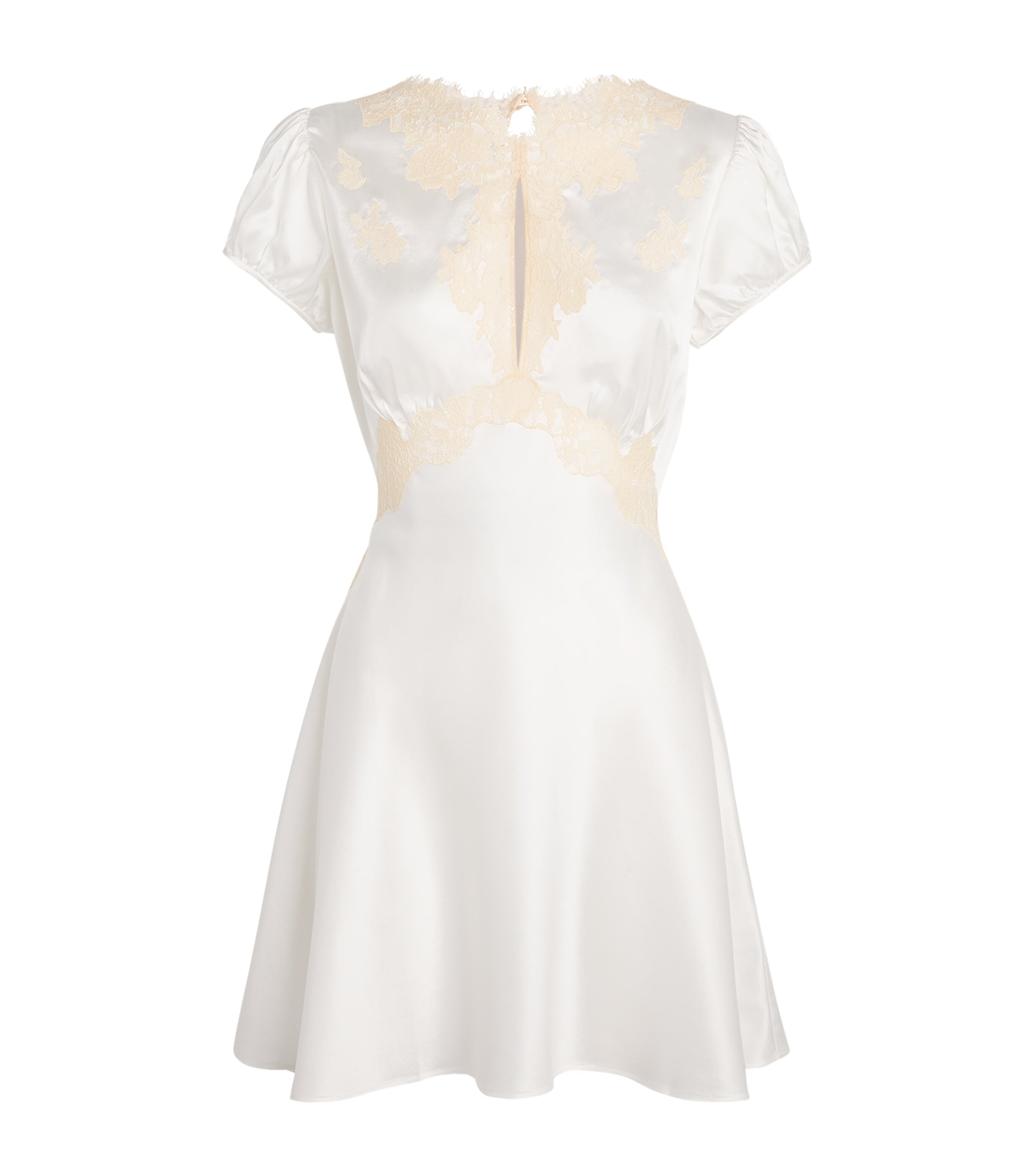 DÔEN Womens Silk Lace-Trim Junia Mini Dress Salt Image 1