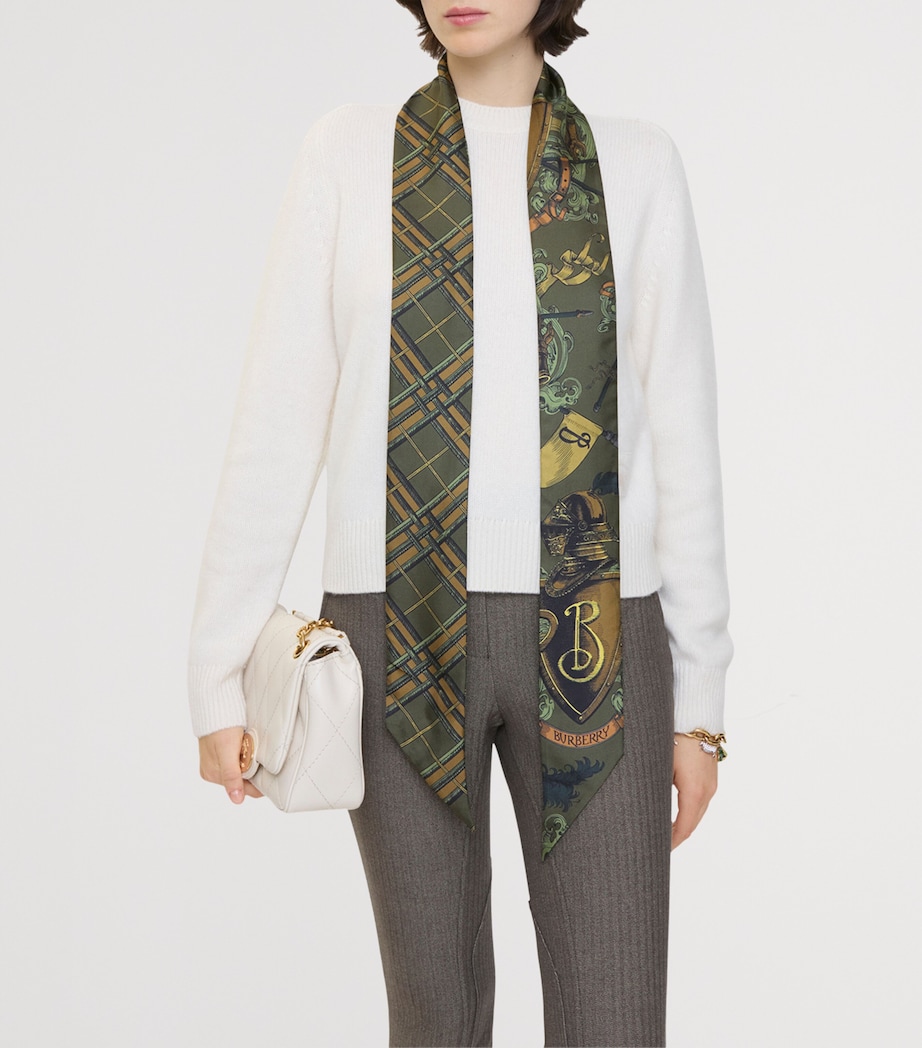 Skinny Silk Reversible Scarf MOAT GREEN Image 4