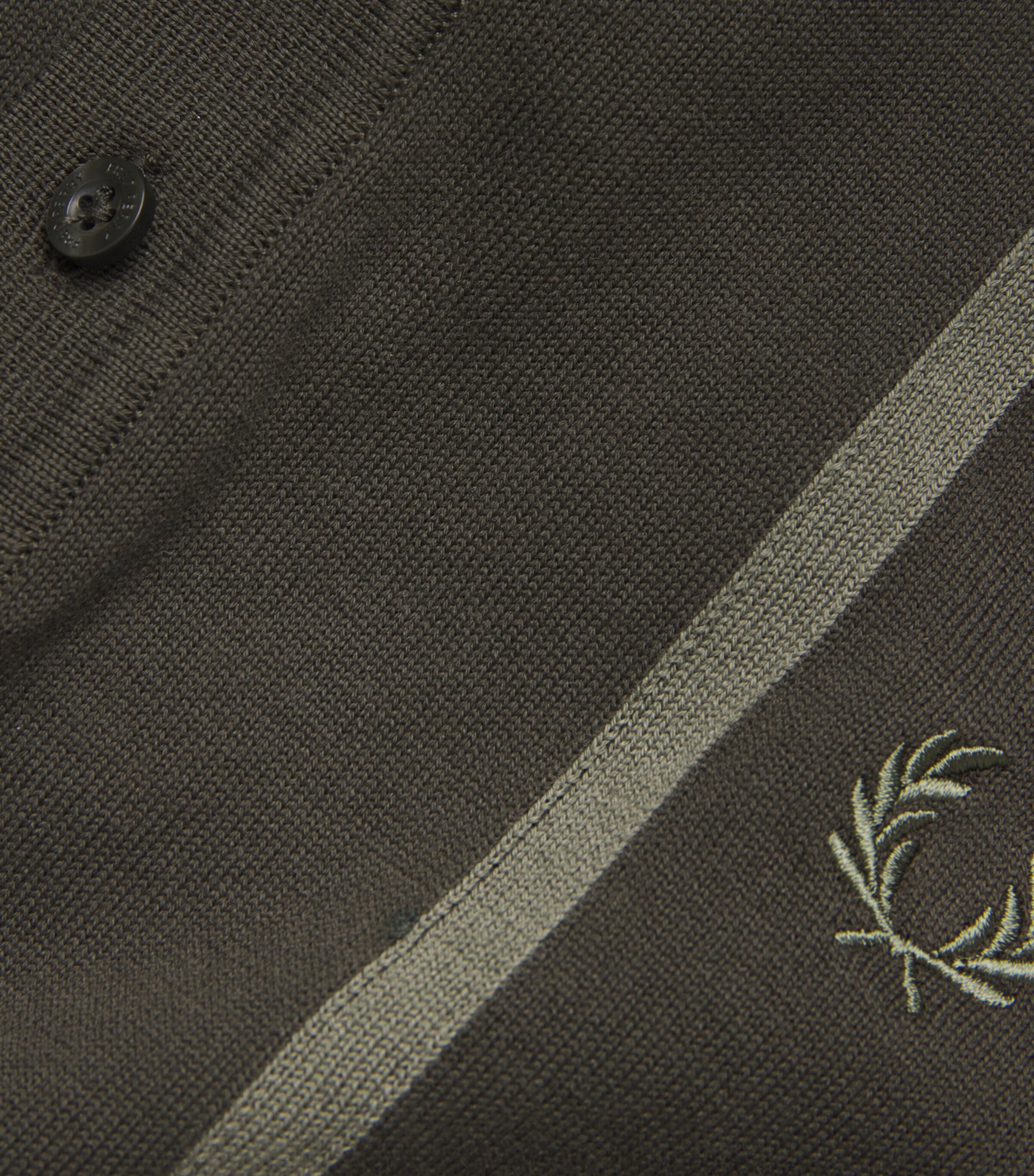 Fred Perry Mens Knitted Striped Polo Shirt Hunting Green Image 4
