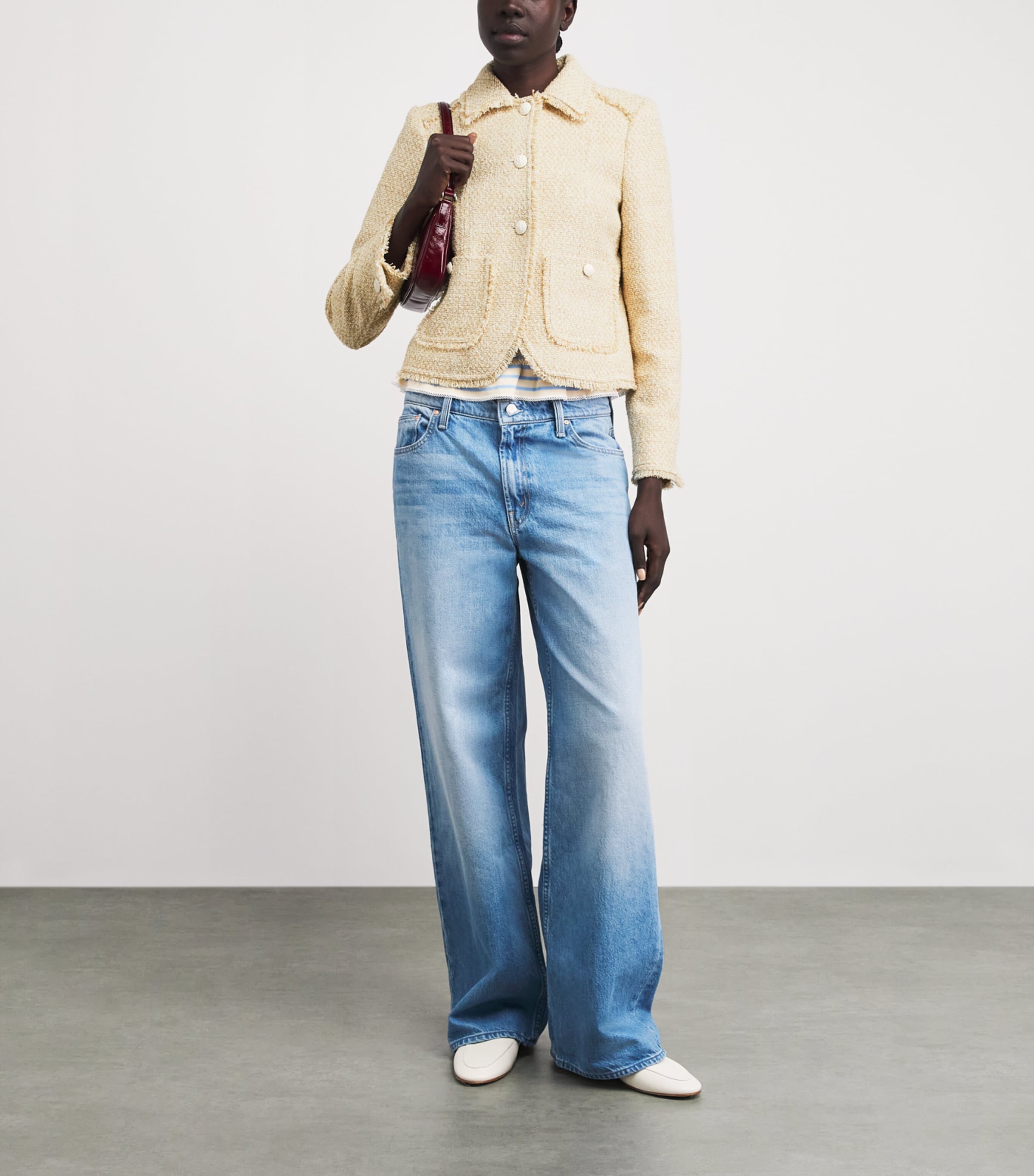 ME+EM Womens Fringed Short Jacket Cream Multi Image 2