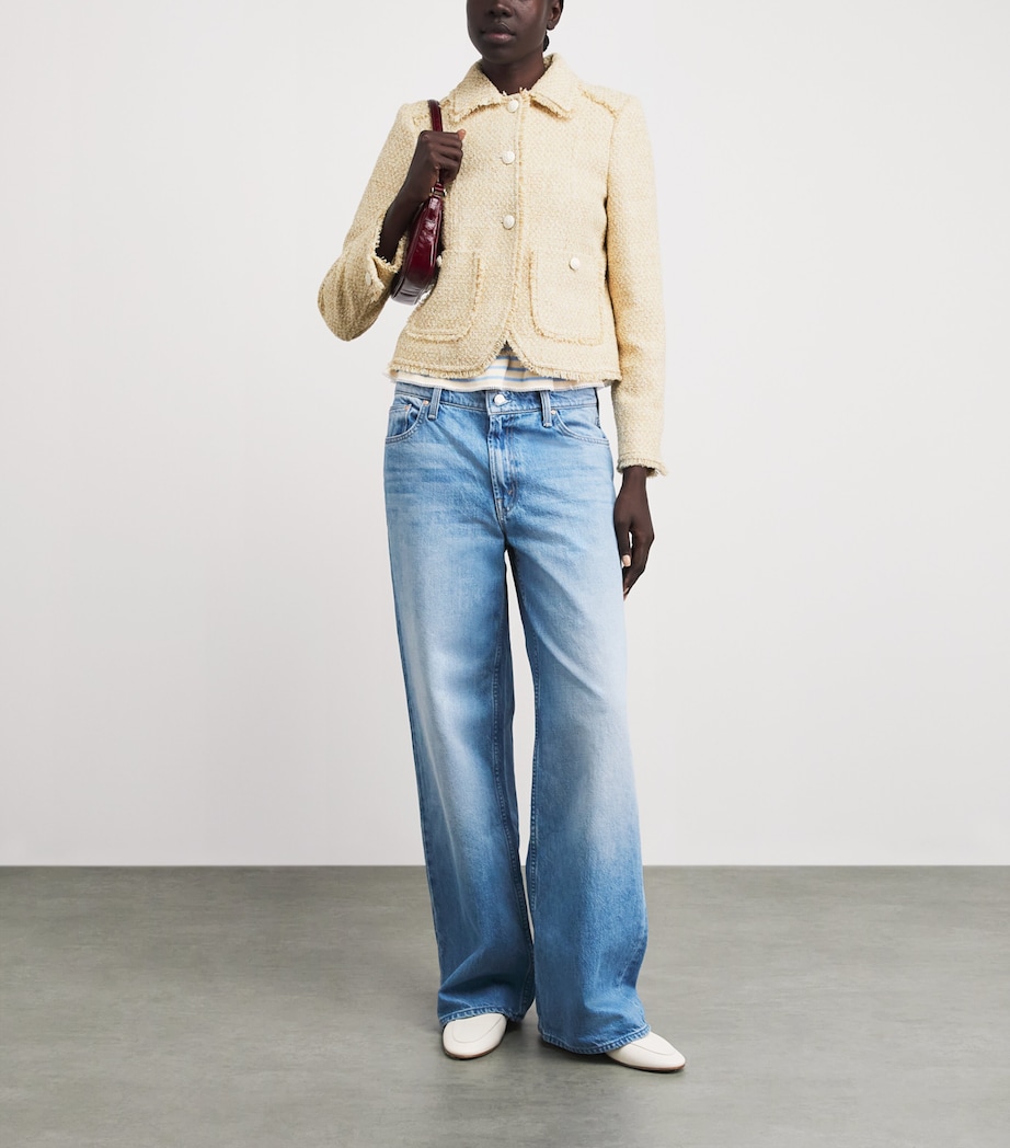 ME+EM Womens Fringed Short Jacket Cream Multi Image 2