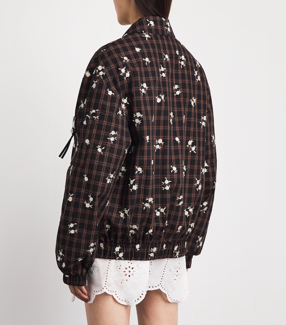 GANNI Womens Check Printed Bomber Jacket Cappuccino Image 5