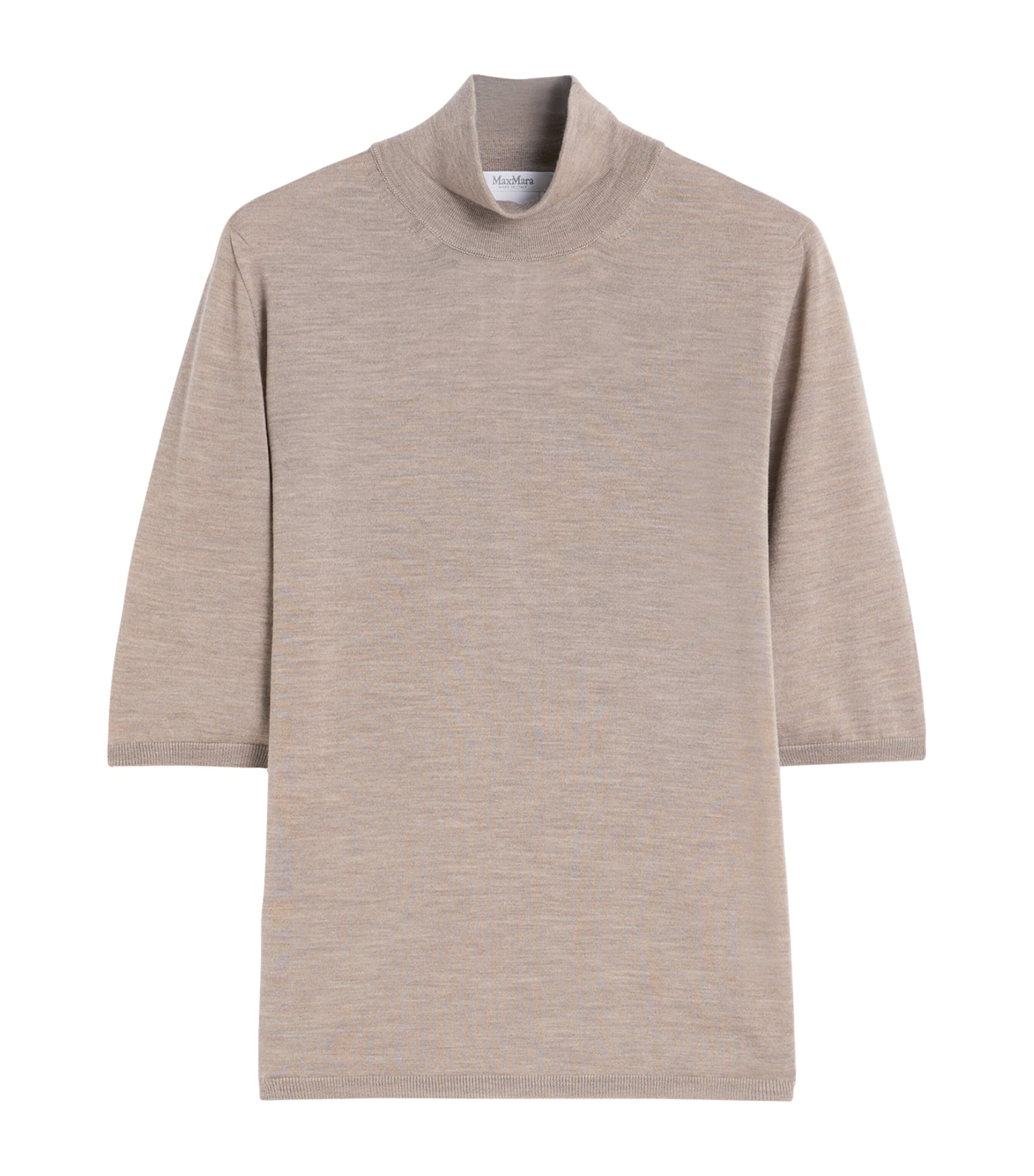 Max Mara Virgin Wool High-neck Top In Brown