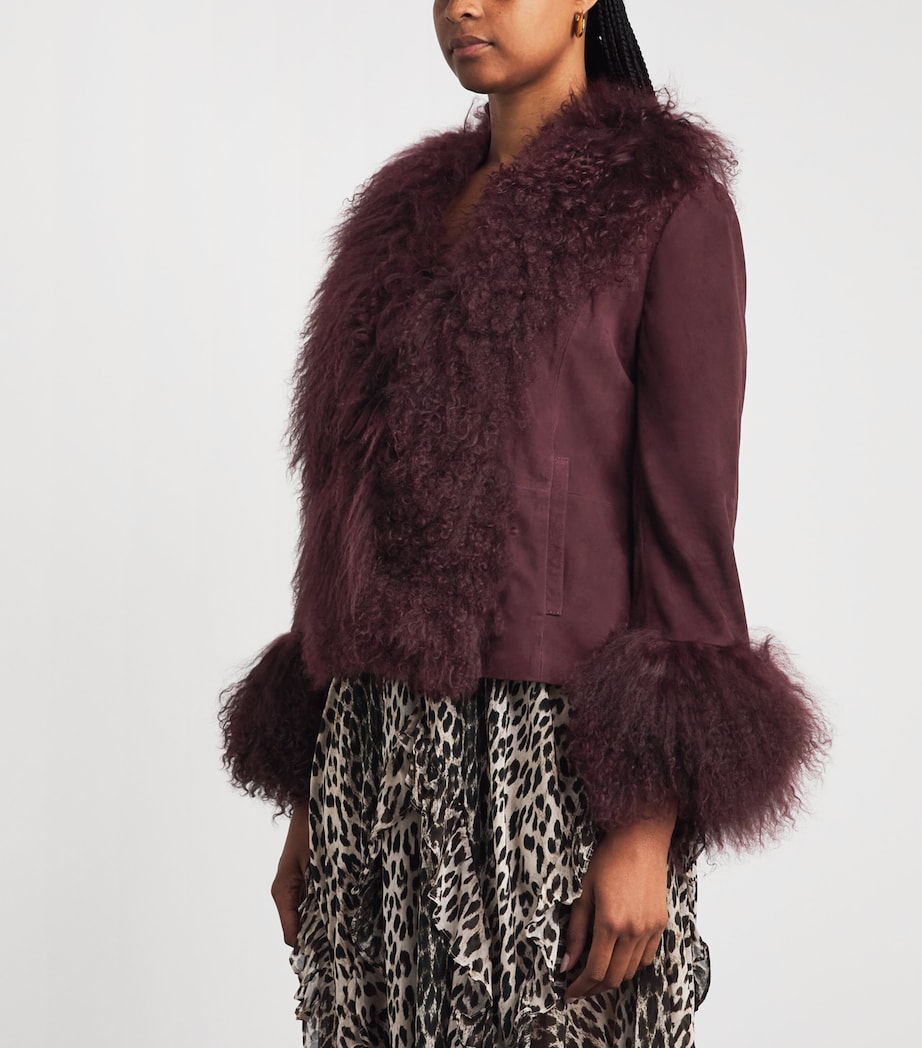 Rixo Womens Sammy Suede Jacket Maroon Image 4