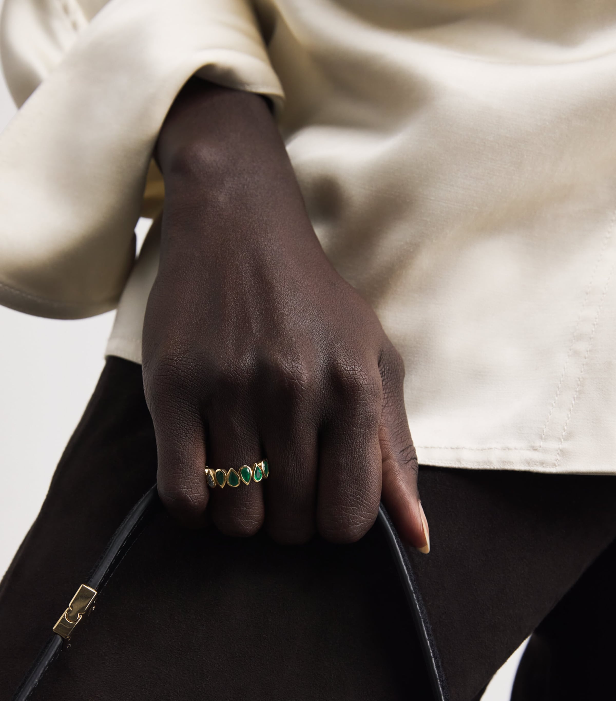 Yellow Gold, Diamond and Emerald Eternity Ring YELLOW GOLD Image 2