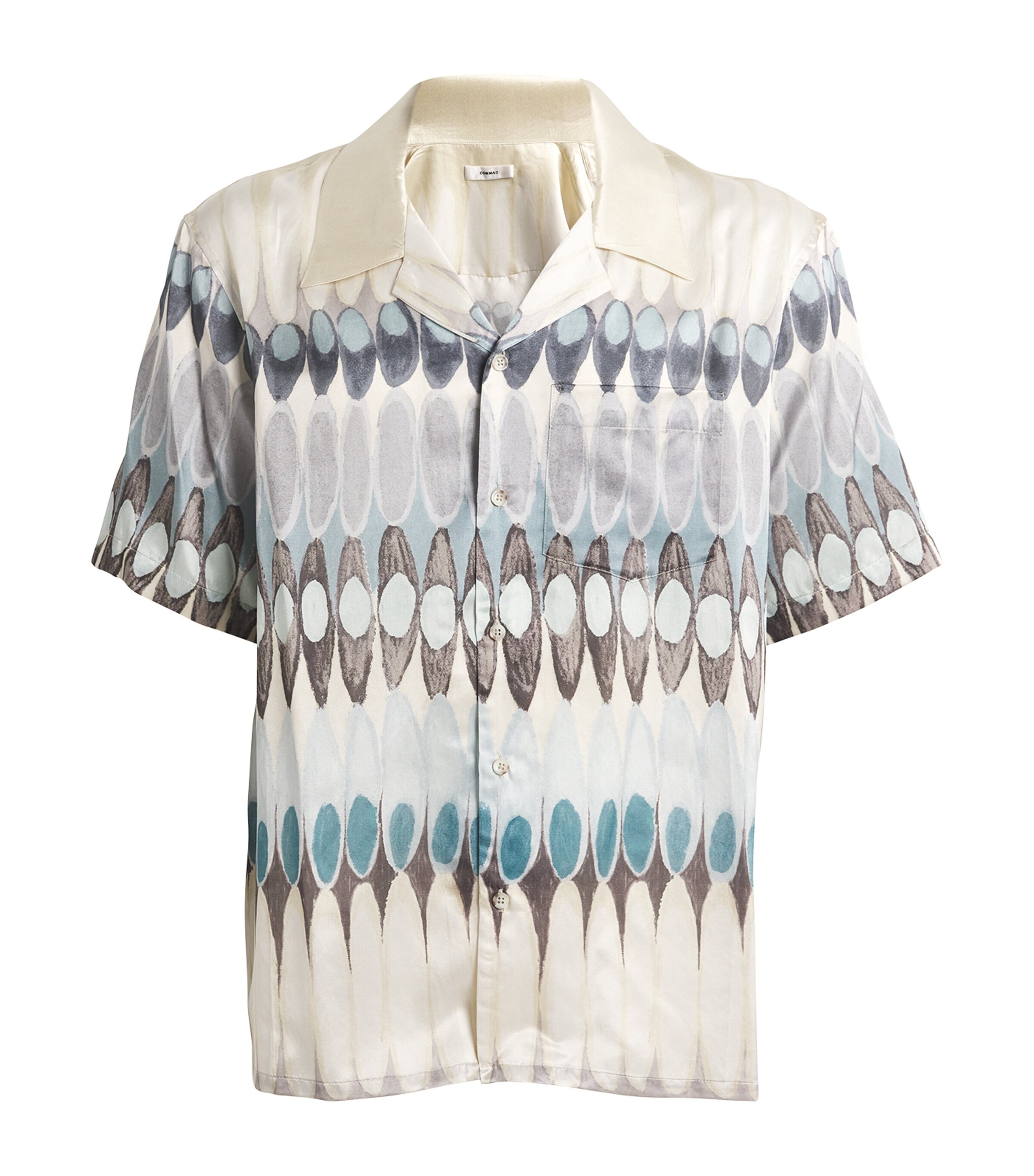 Commas Eclipse Silk And Cotton Bowling Shirt In Blue