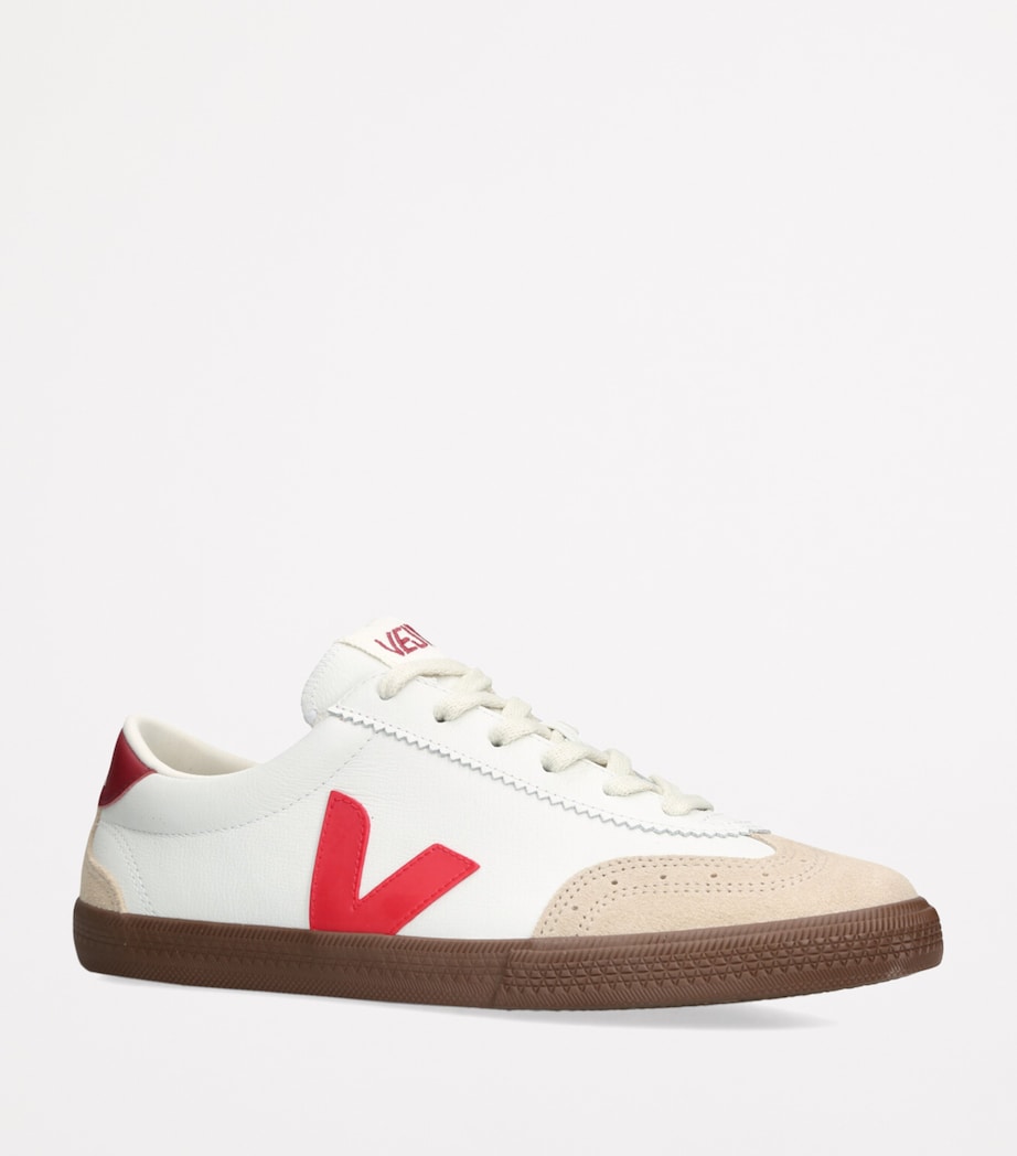 Leather Volley Sneakers WHITE/RED Image 3
