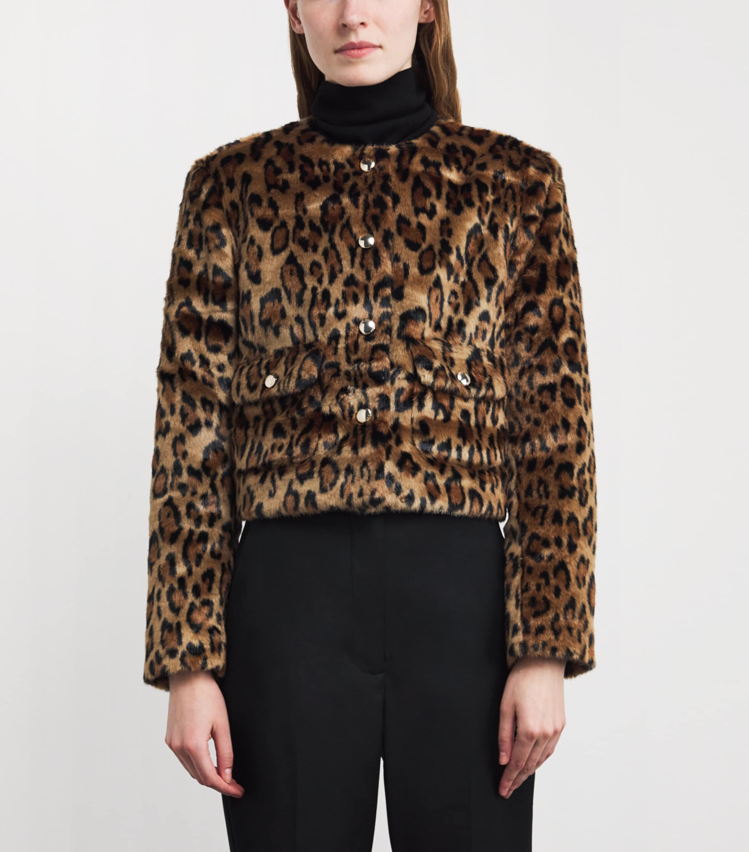 Faux Fur Leopard Print Jacket BIG LEOPARD PRINT Image 3
