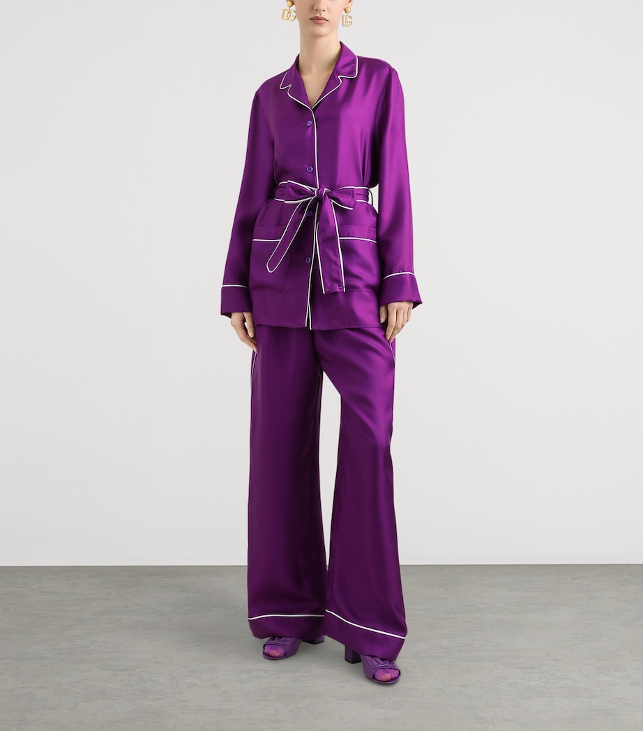 Silk Belted Shirt F0571-PURPLE Image 2