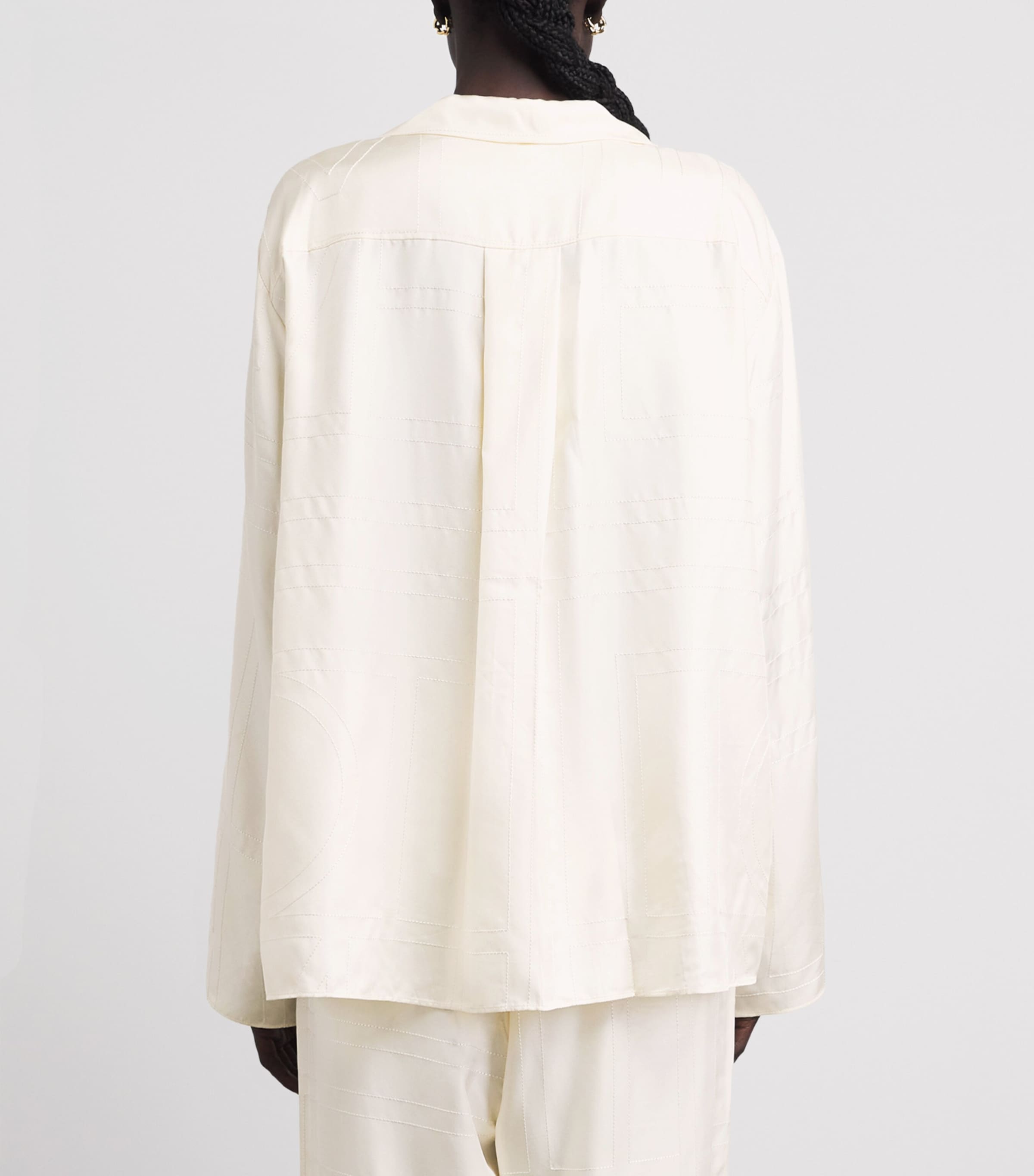 Toteme Womens Silk Embroidered Monogram Shirt Cream Image 5