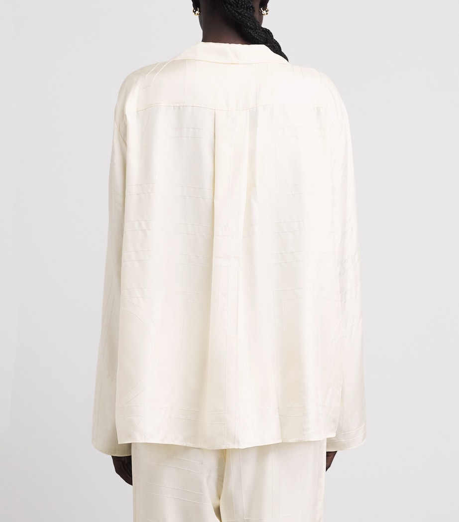 Toteme Womens Silk Embroidered Monogram Shirt Cream Image 5
