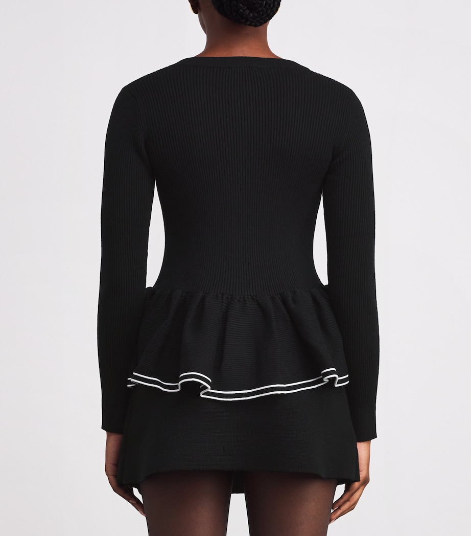 Knitted Peplum Cardigan BLACK Image 4