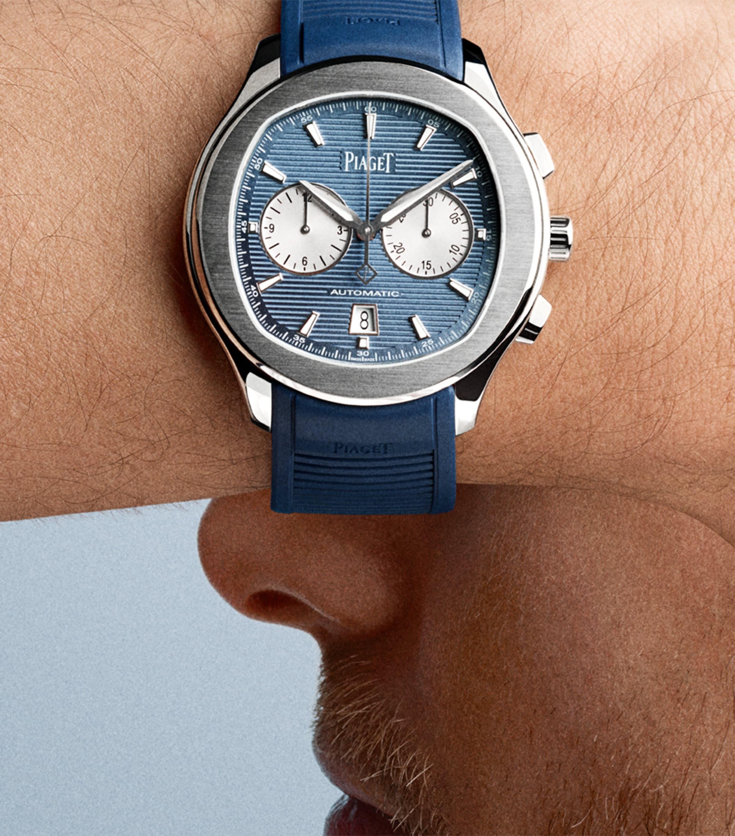 Stainless Steel Polo Chronograph Watch 42mm BLUE Image 3