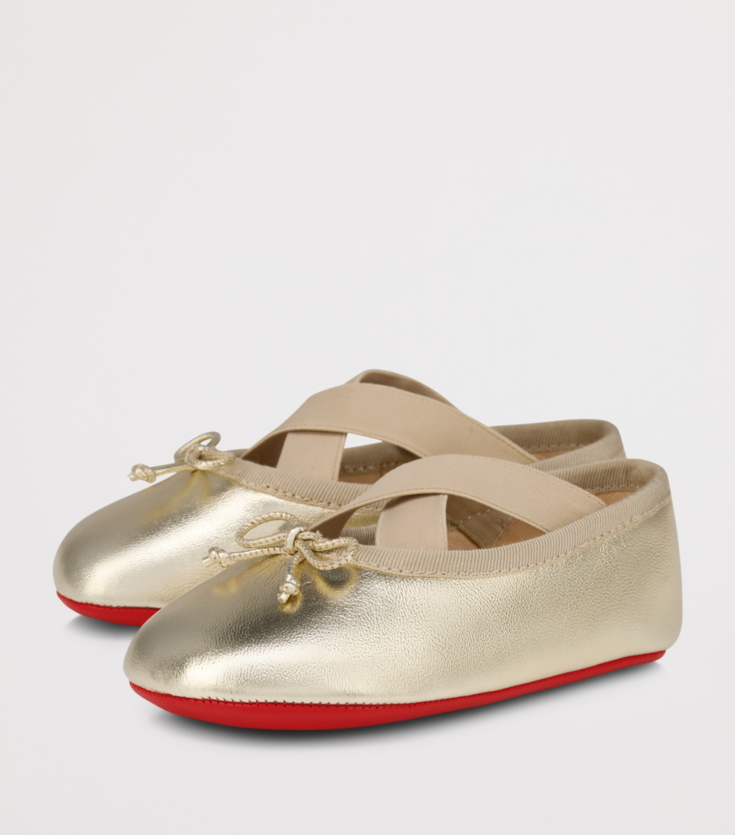 Christian Louboutin Kids 미니 카시아스티치나 가죽 발레 플랫