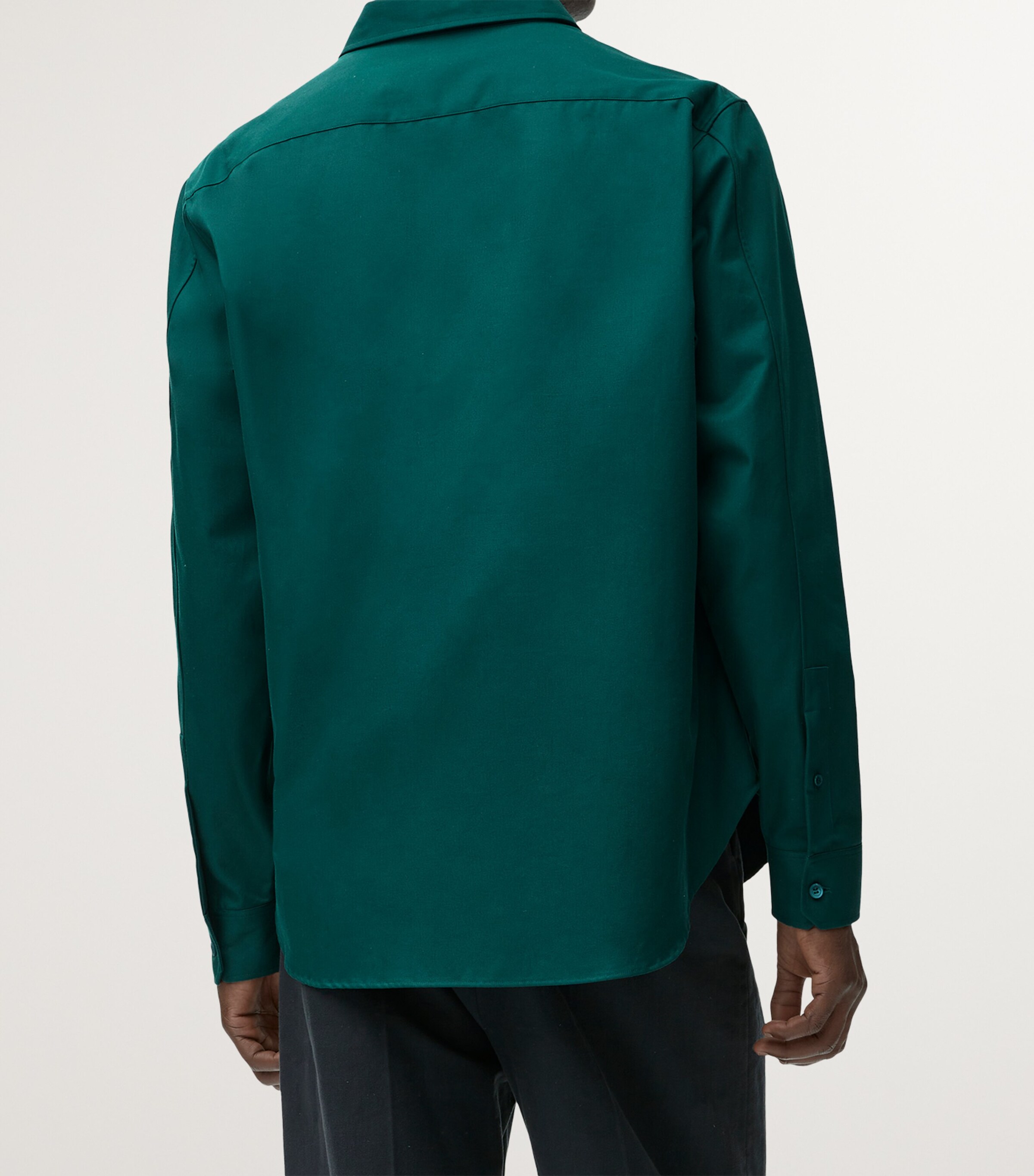 Cotton Embroidered Logo Shirt DARK GREEN Image 4