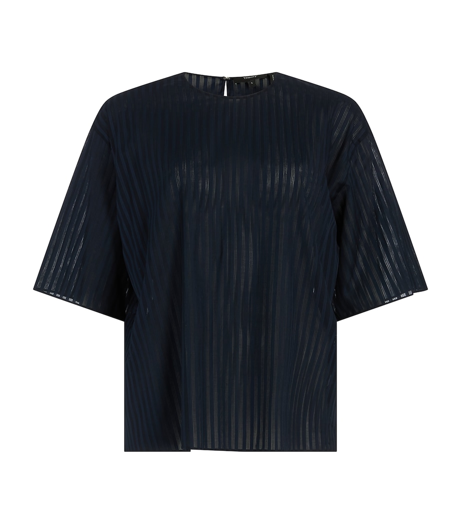 Linear Cotton Stripe T-Shirt NOCTURNE NAVY - XLV Image 1