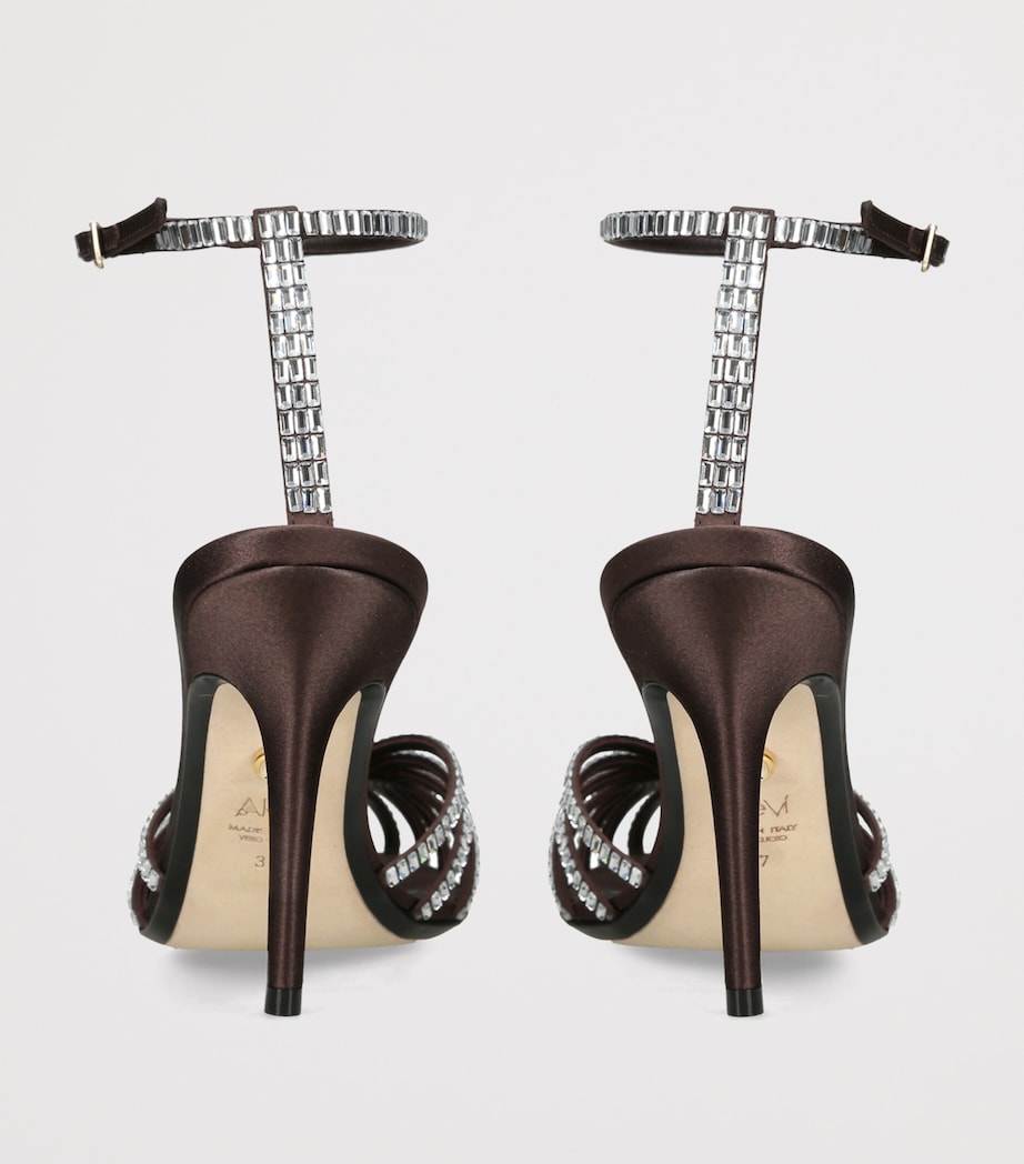 Alevì Satin Penelope Xtal Heeled Sandals 95 Dark Brown Image 4